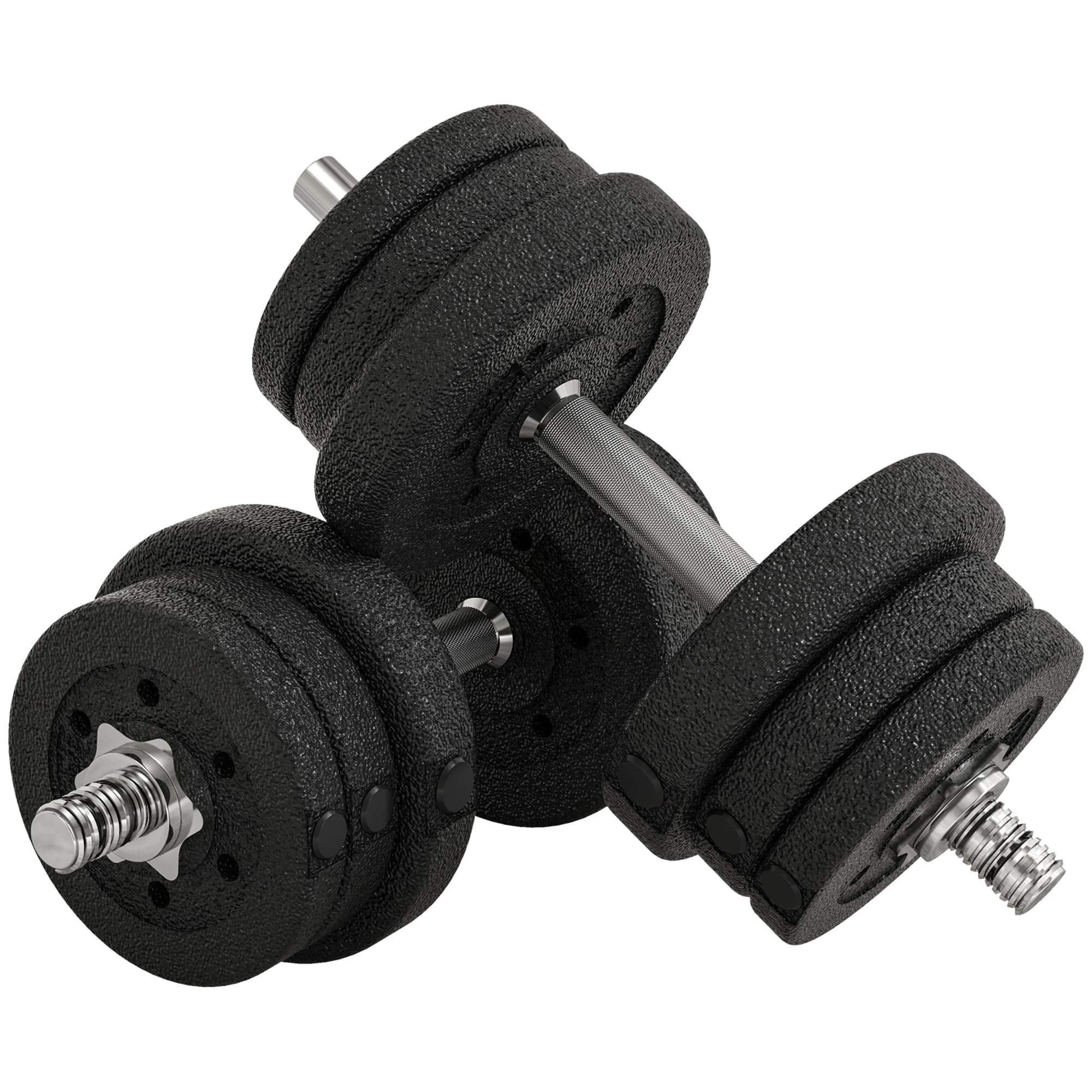 HOMCOM Ensemble d'haltères courtes total 25 kg dumbbell paires poids réglable - barres incluses acier polyuréthane noir
