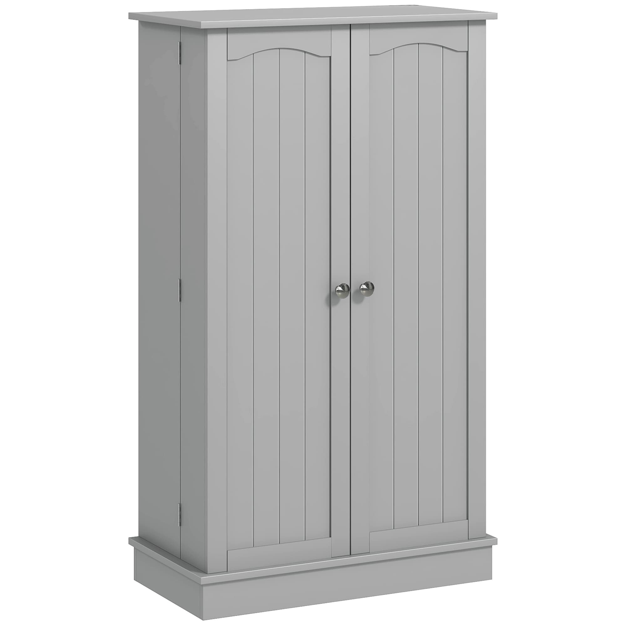 HOMCOM Armoire meuble de cuisine garde-manger 2 portes avec 5 étagères et 12 porte-épices - 60 x 30 x 104 cm - gris