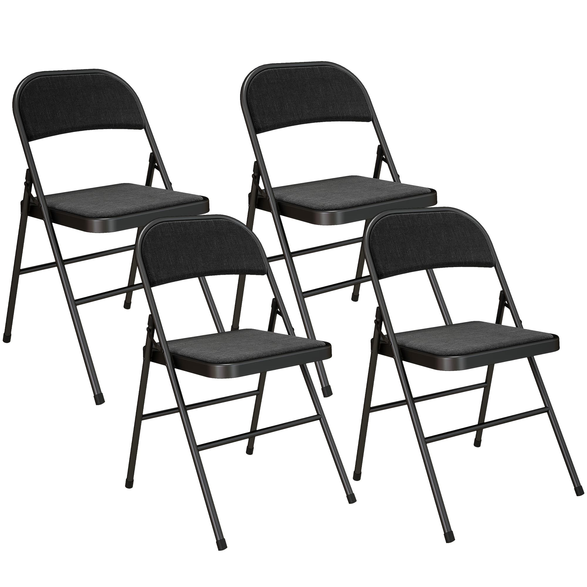HOMCOM Lot de 4 chaises pliantes chaises de salle à manger portables cadre en acier 45 x 46 x 78 cm noir