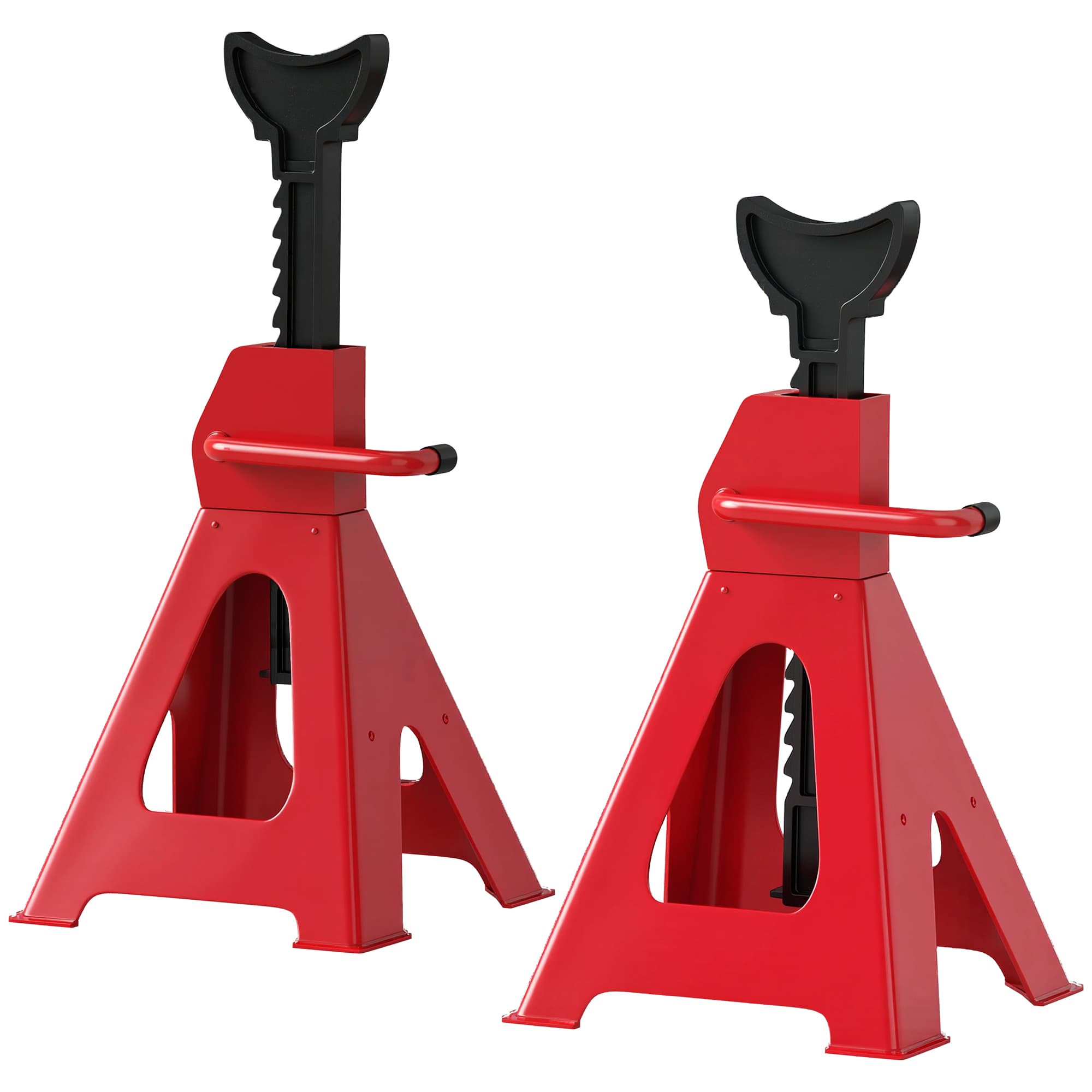 HOMCOM Lot de 2 chandelles voiture capacité 6 tonnes, hauteur réglable de 290 à 425 mm, goupille de sécurité, rouge