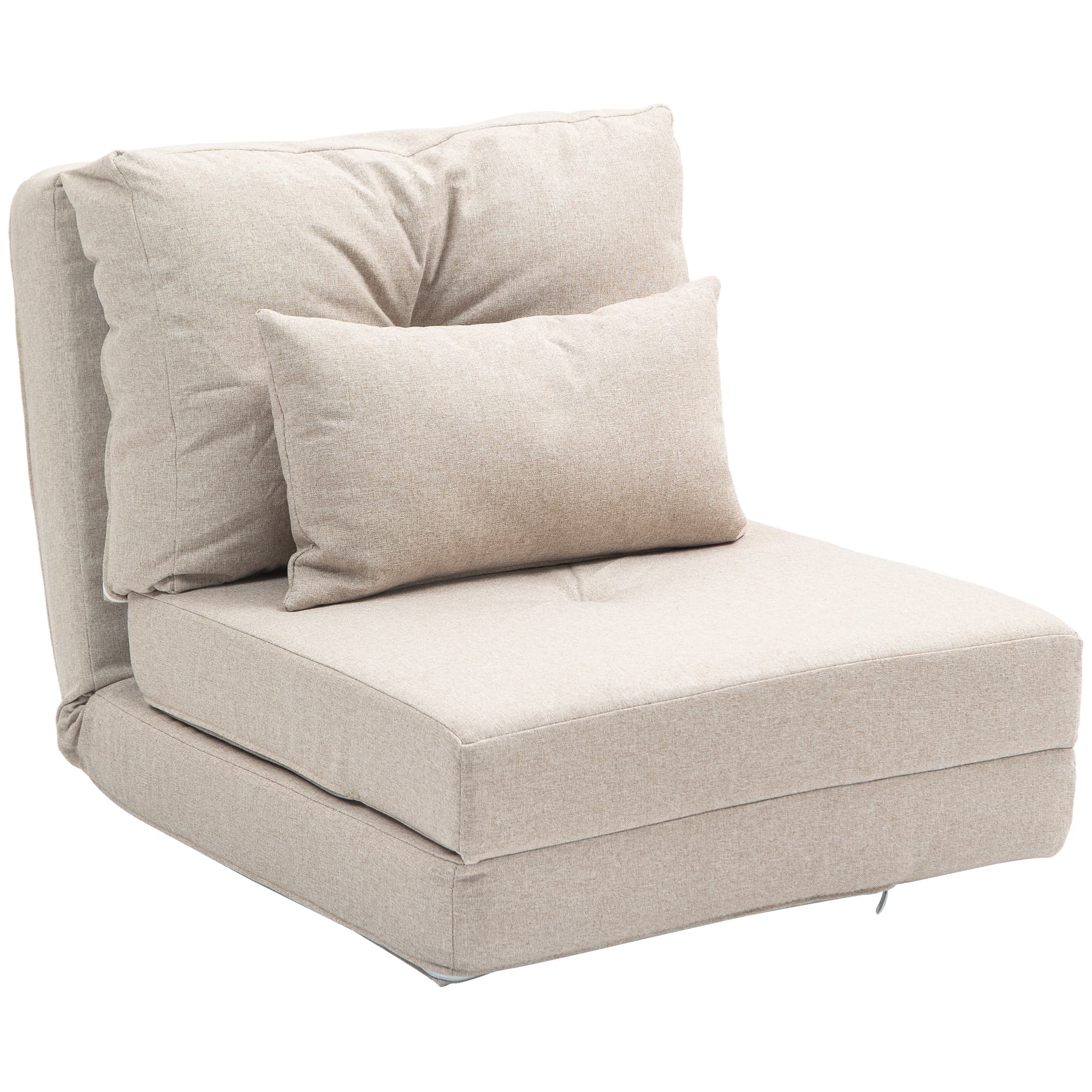 HOMCOM Chauffeuse canapé-lit convertible fauteuil 1 place avec 1 coussin avec dossier réglable, beige