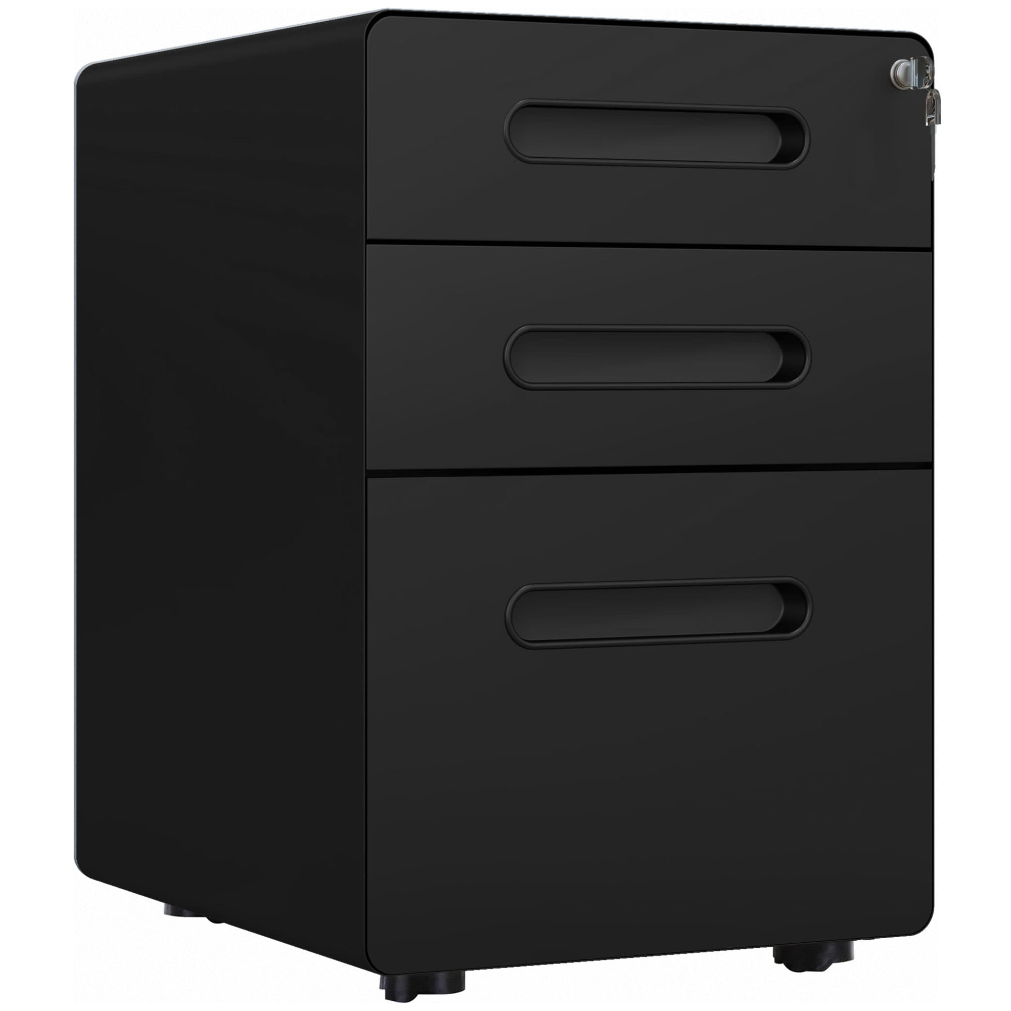 Vinsetto Caisson bureau mobile verrouillable avec 3 tiroirs pour format A4, lettre, légal, 39 x 48 x 59 cm, noir
