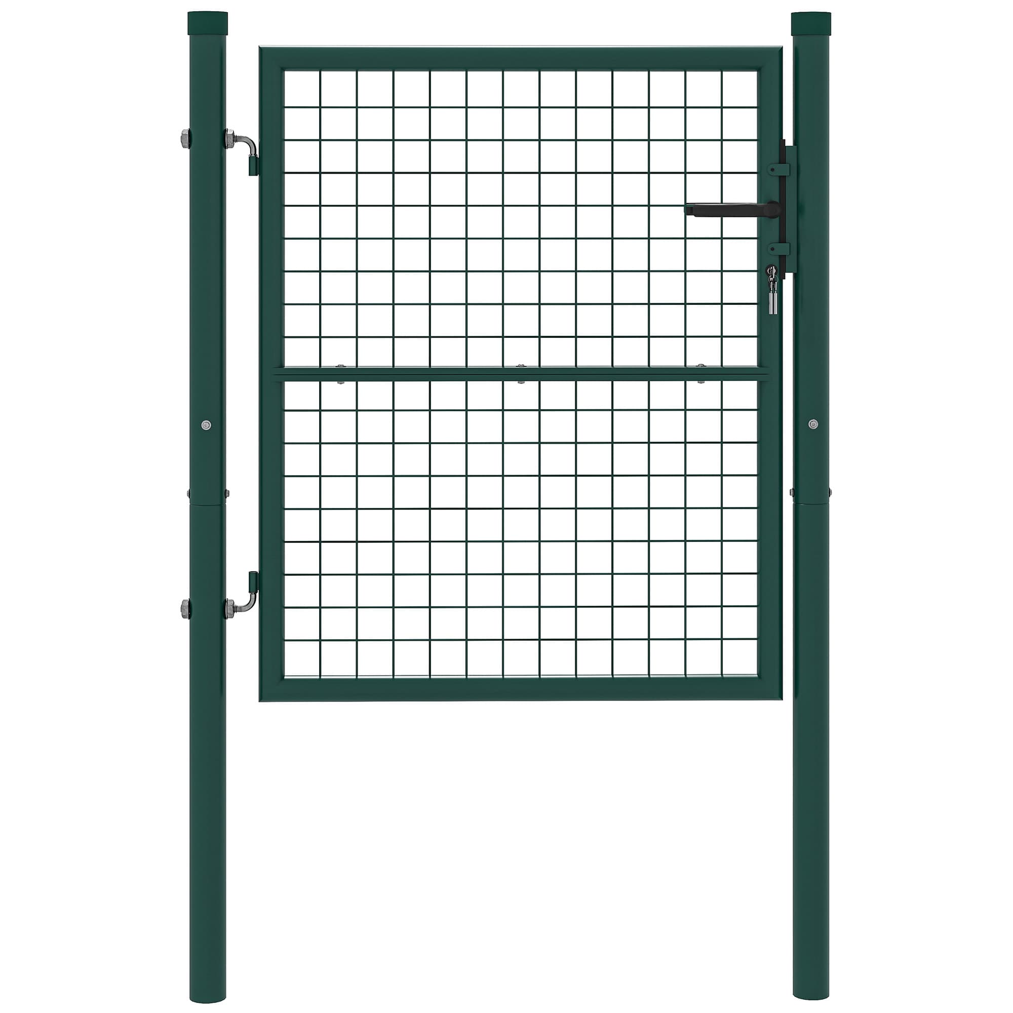 Outsunny Portillon de jardin en acier 97 x 150 cm portail de jardin avec serrure, clés et poignée, vert