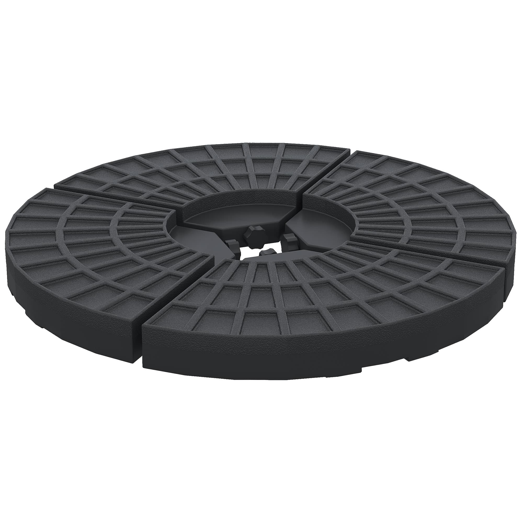 Outsunny Lot de 4 Poids de Lestage pour Parasols Déportés Polyéthylène Haute Densité 48 x 48 x 8 cm Noir