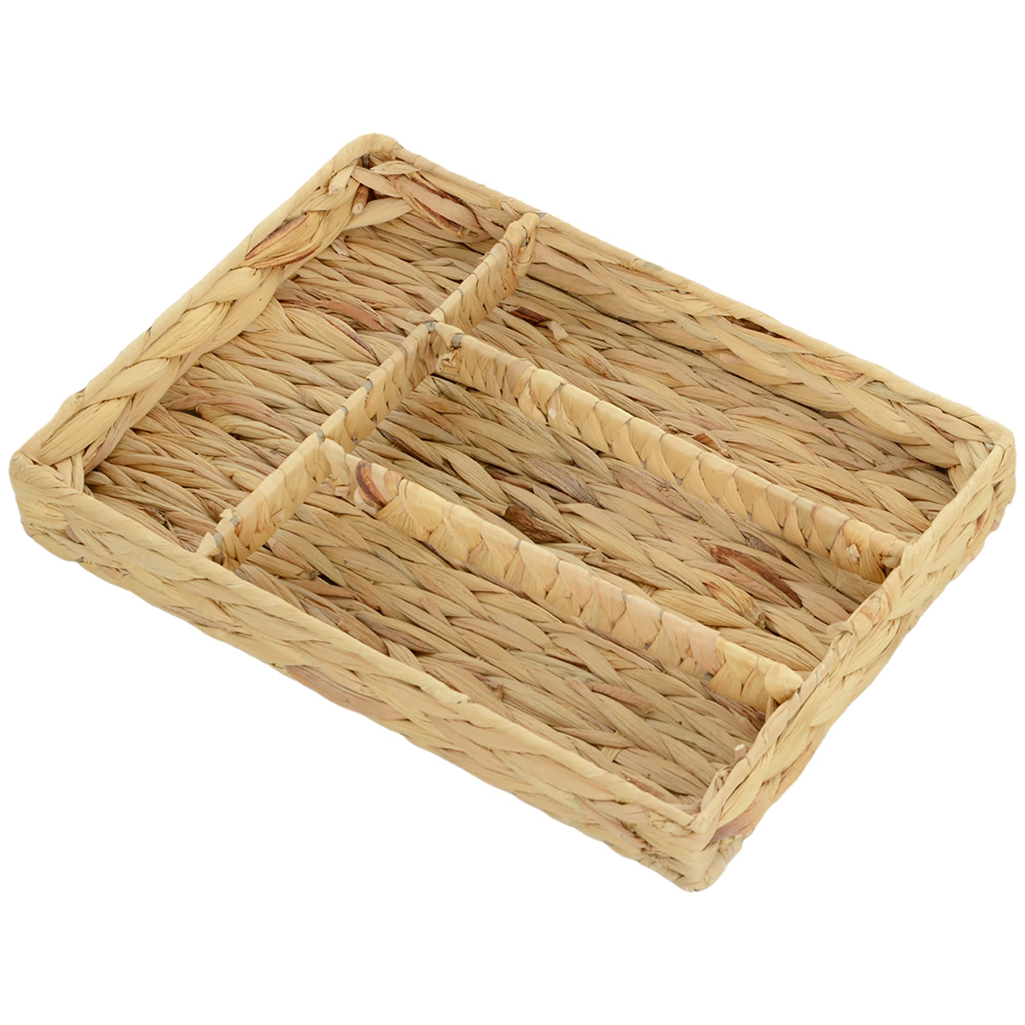 HOMCOM Panier de rangement tressé en jacinthe d'eau avec 4 compartiments, pour salle de bain, chambre à coucher, naturel