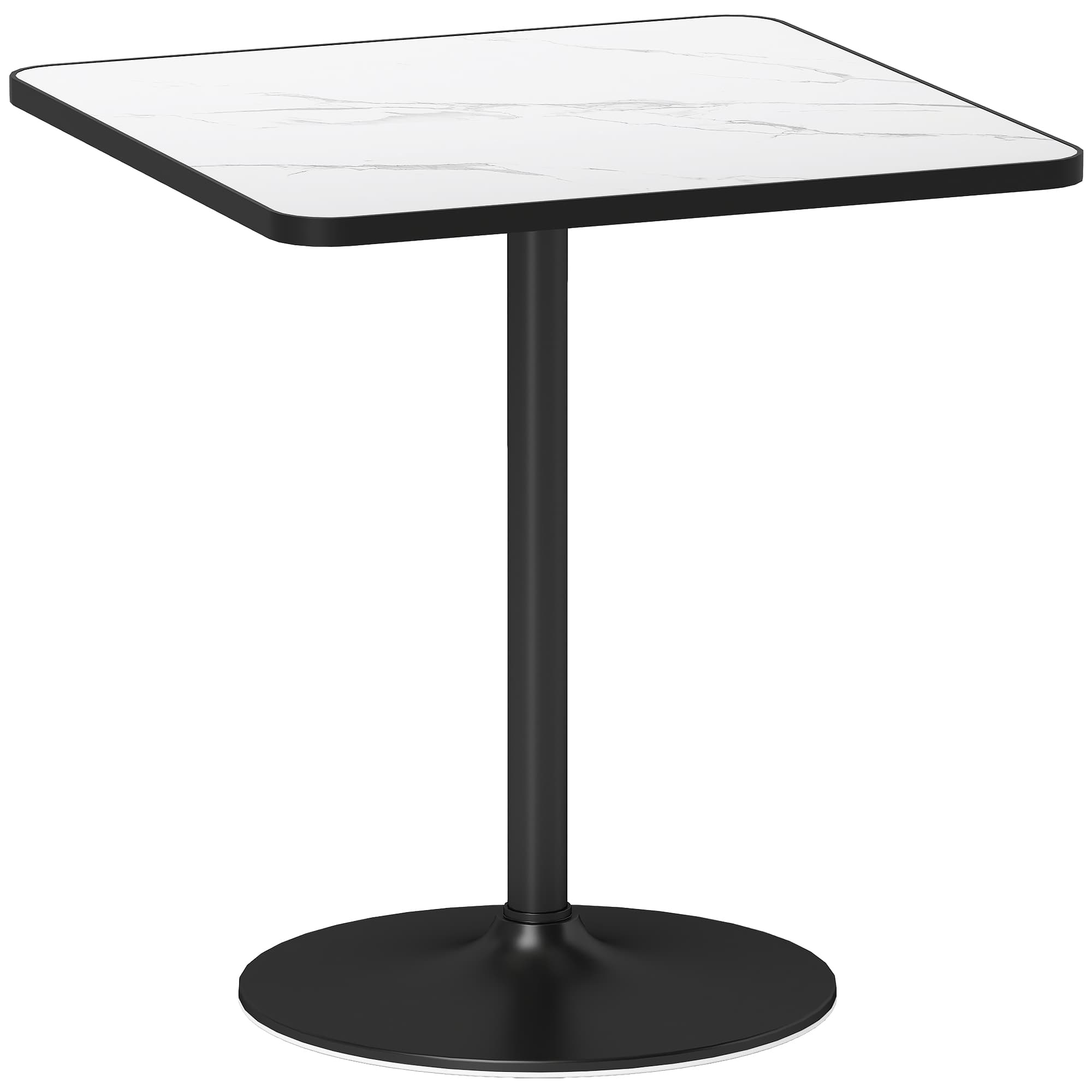 HOMCOM Table à manger pour 4 personne table de cuisine style moderne avec plateau effet marbre et base ronde, 70 x 70 cm, blanc