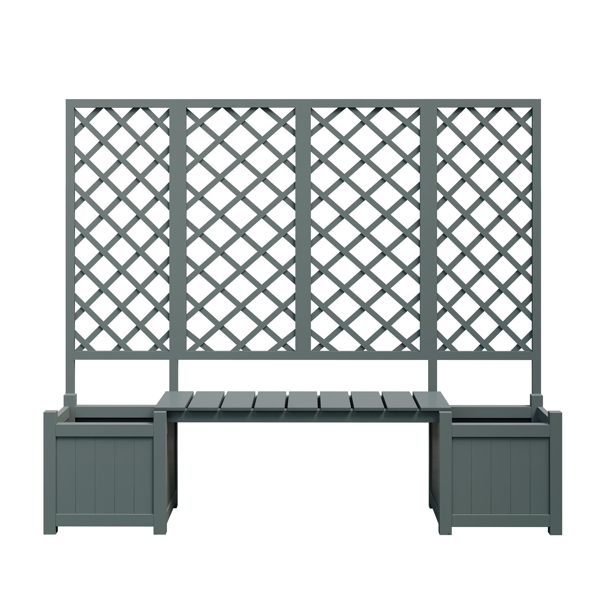 Bac à plantes avec treillis et siège pour jardin, cour, terrasse, pour plantes grimpantes, 169x42x145 cm, Gris