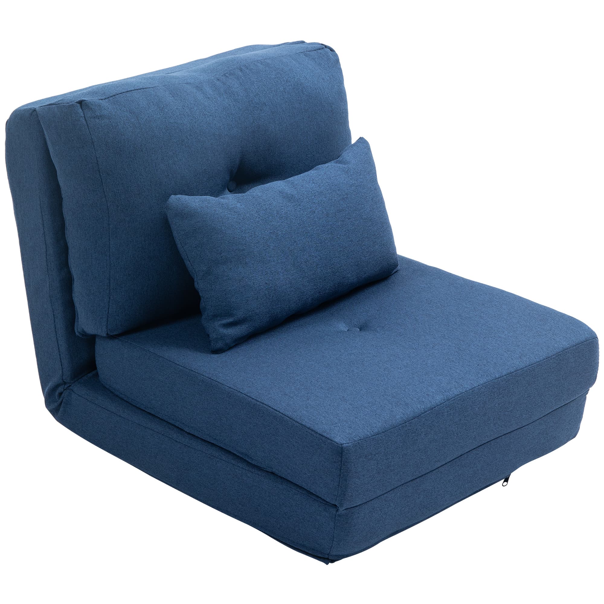 HOMCOM Chauffeuse canapé-lit convertible fauteuil 1 place avec 1 coussin avec dossier réglable, bleu foncé