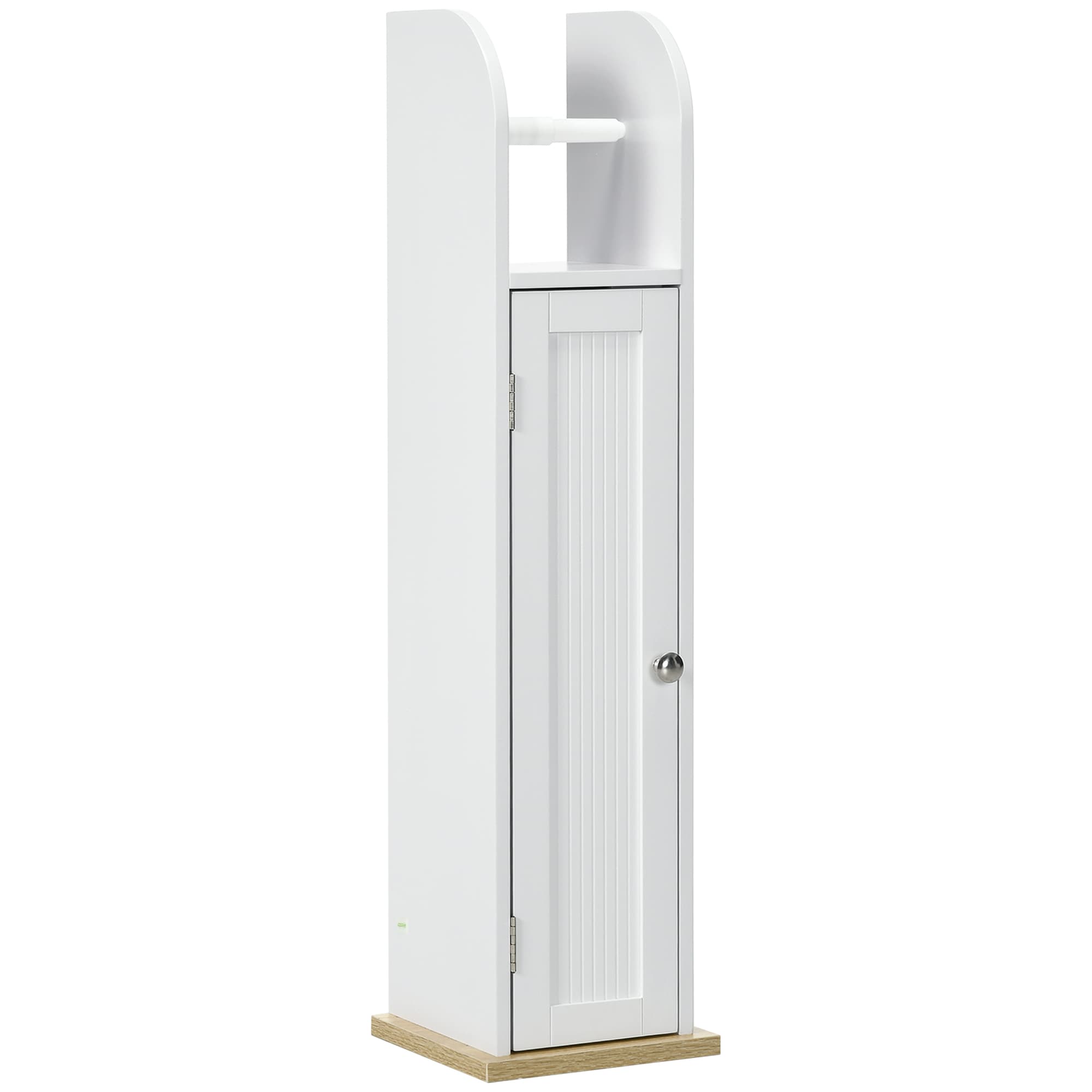 kleankin Meuble de salle de bain support papier toilette avec placard et étagères réglables 20 x 20 x 80 cm blanc
