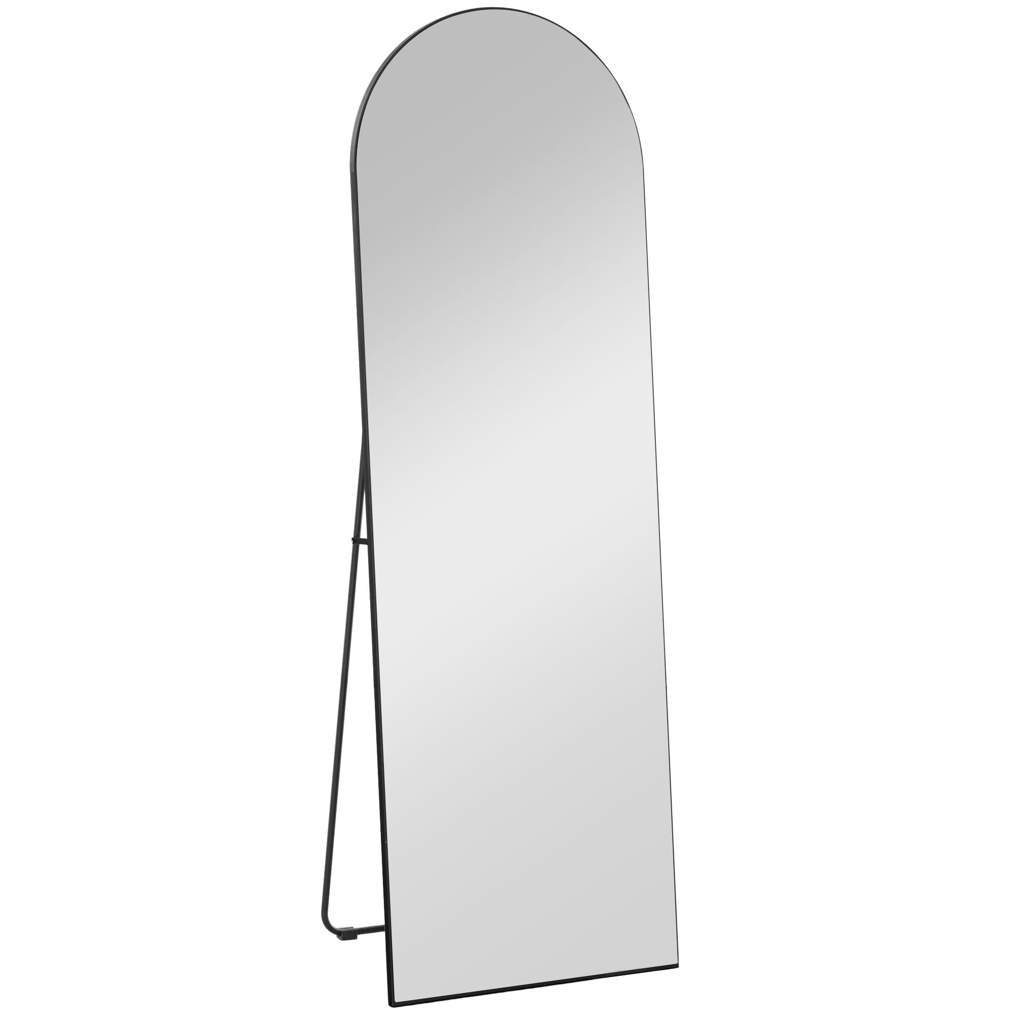 HOMCOM Miroir en pleine longueur 50 x 150 cm miroir sur pied grand miroir mural sans cadre pour salon, noir