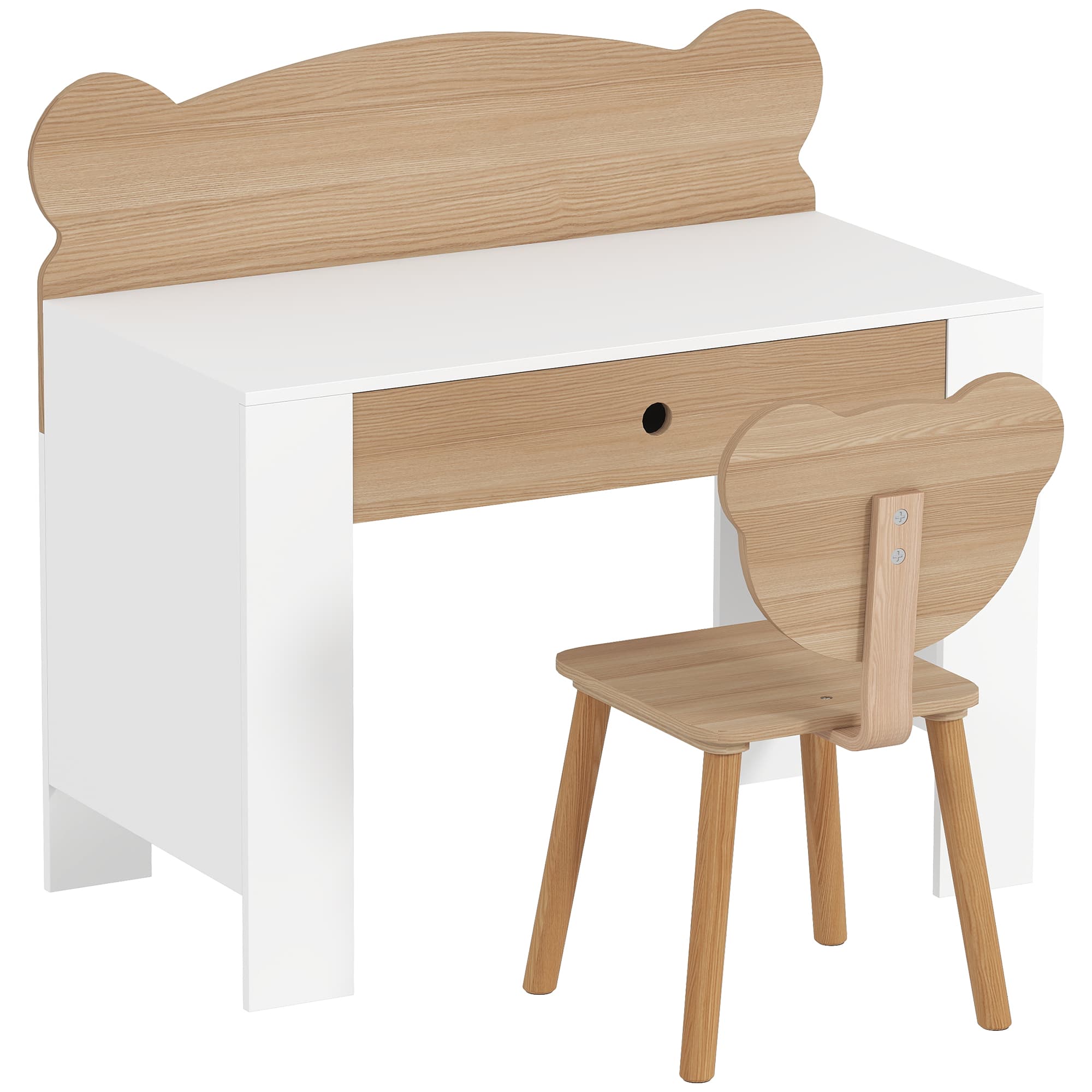 AIYAPLAY Ensemble bureau et en bois, MDF blanc incl. avec garde-corps Aosom France