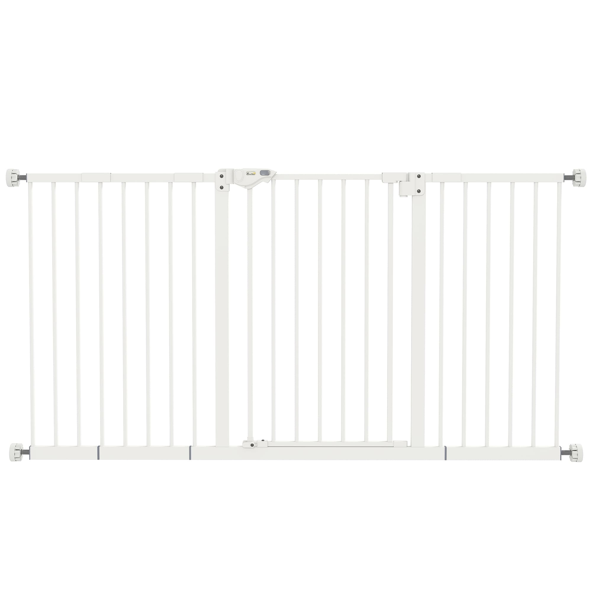 PawHut Barrière de sécurité animaux porte fermeture automatique système de double verrouillage sans perçage 3 extensions blanc