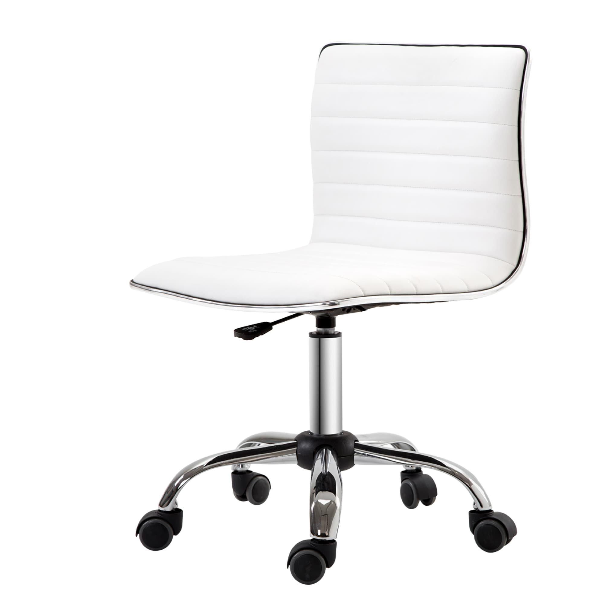 HOMCOM Chaise bureau sans accoudoirs, fauteuil de bureau, hauteur réglable, assise et dossier rembourrés, 48x52x78-90cm, blanc