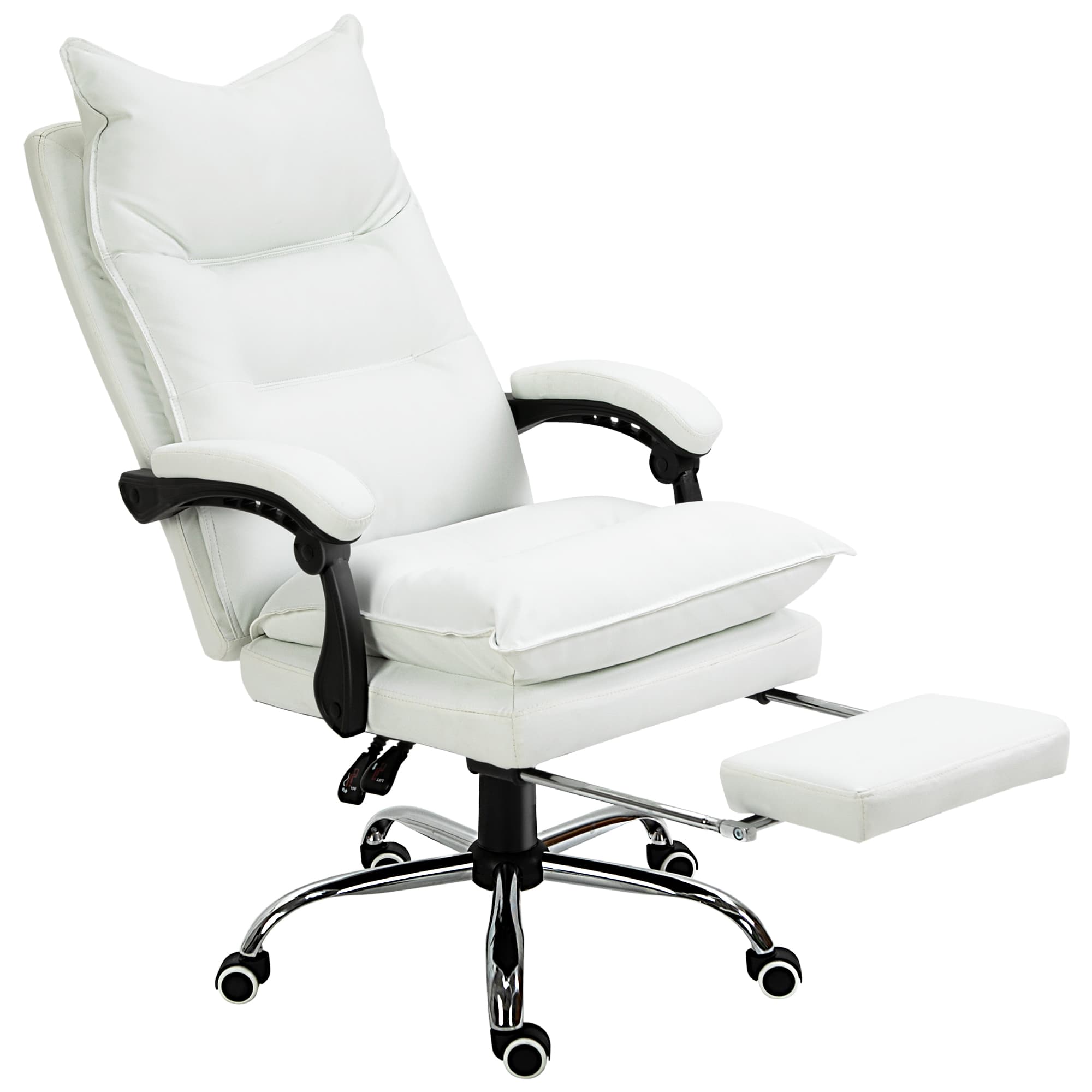 Vinsetto Fauteuil de bureau, chaise bureau ergonomique avec dossier inclinable, hauteur réglable, 66 x 72 x 130 cm, blanc
