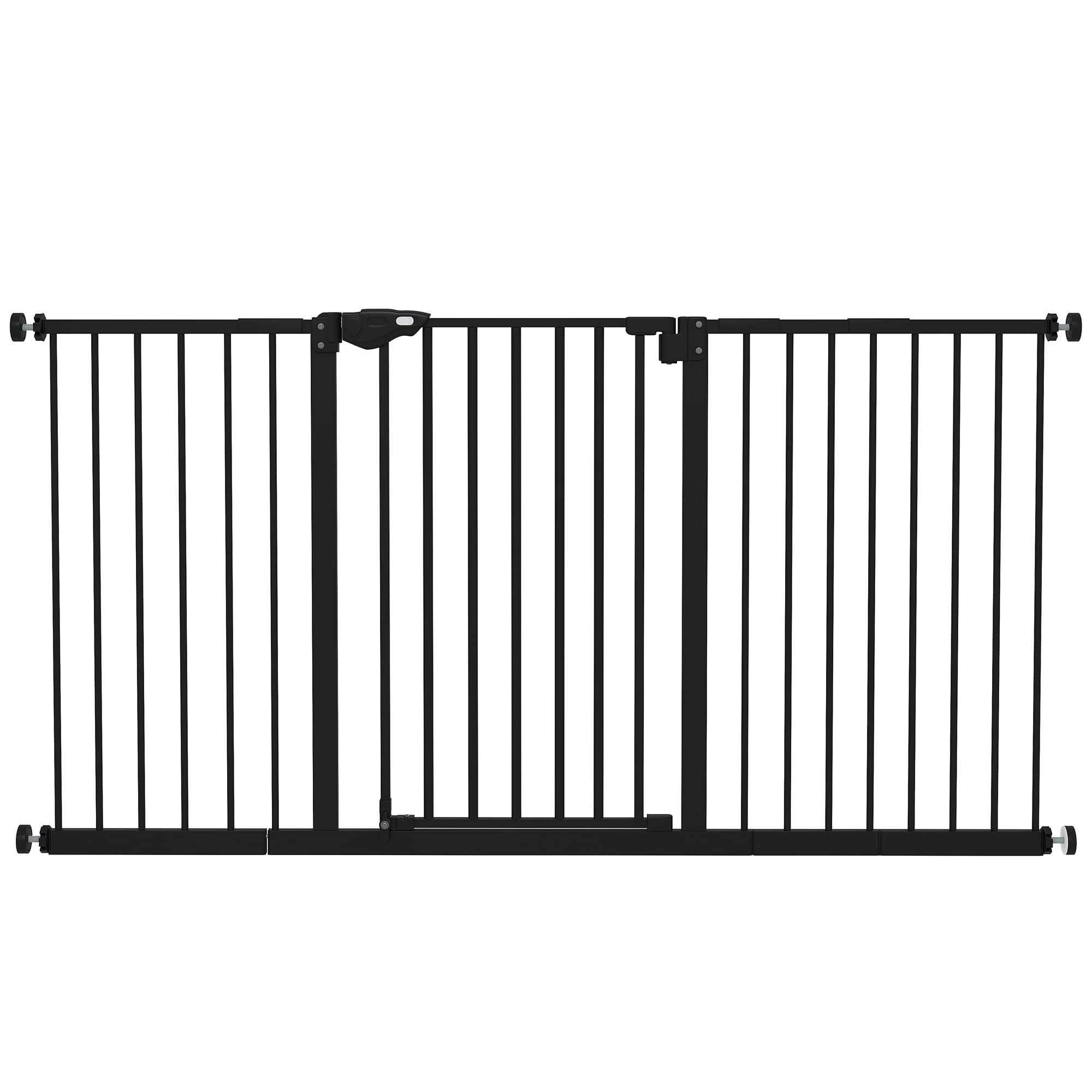 PawHut Barrière de sécurité animaux porte fermeture automatique système de double verrouillage sans perçage 3 extensions noir