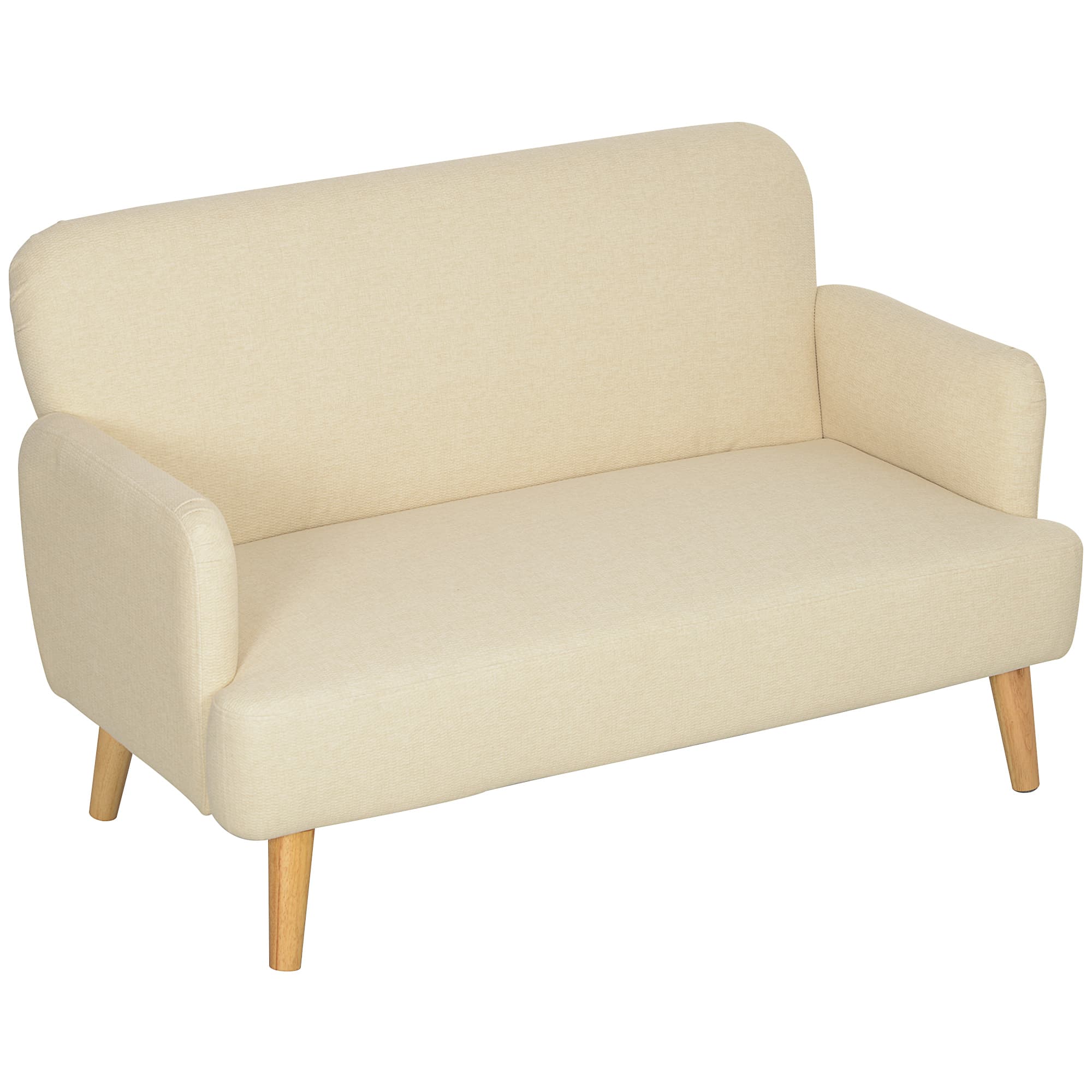 HOMCOM Canapé 2 places 130 cm style moderne avec accoudoirs et assise rembourré, tissu effet velours, charge 240 Kg, crème