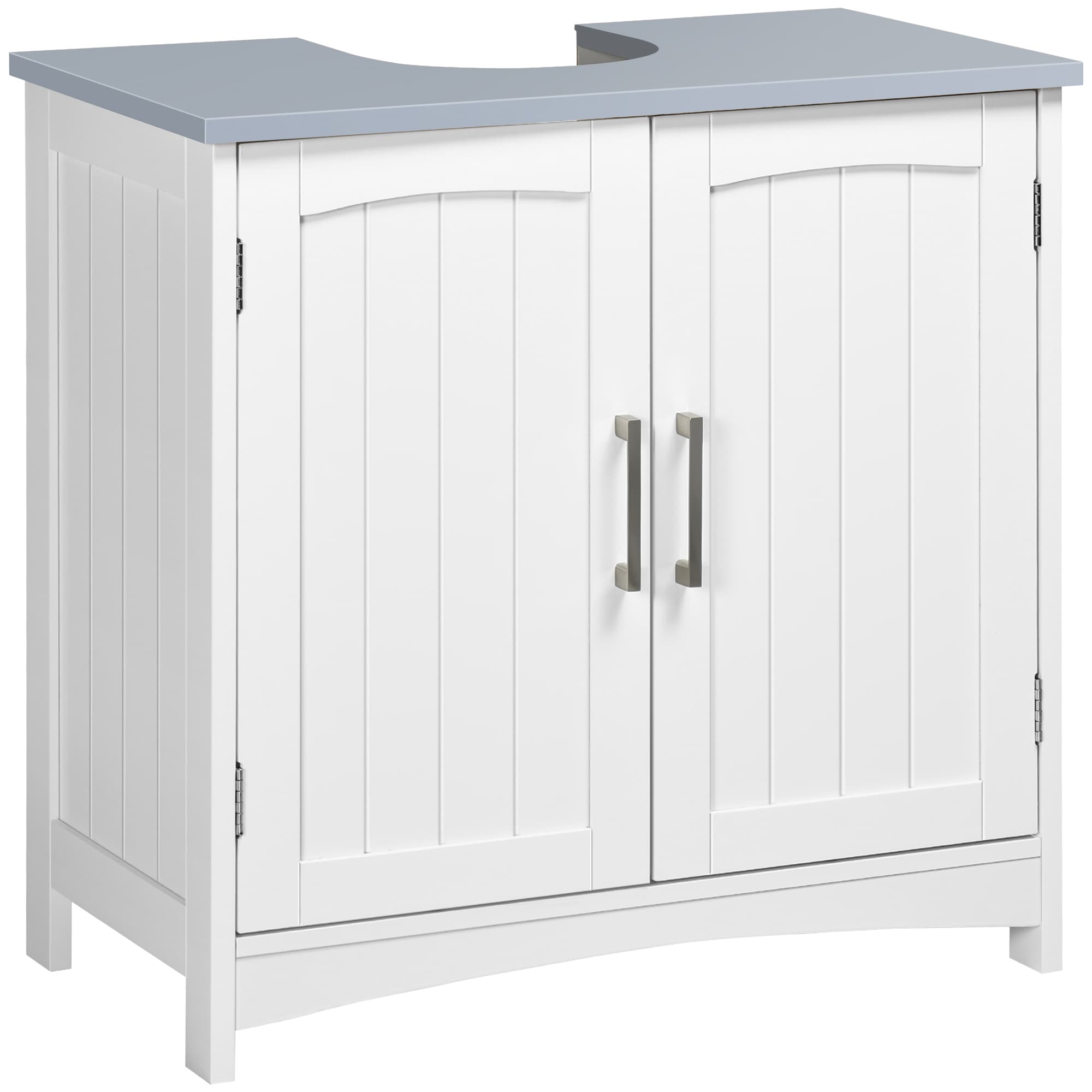 kleankin Meuble salle de bain sous lavabo à double portes avec étagères réglables, blanc