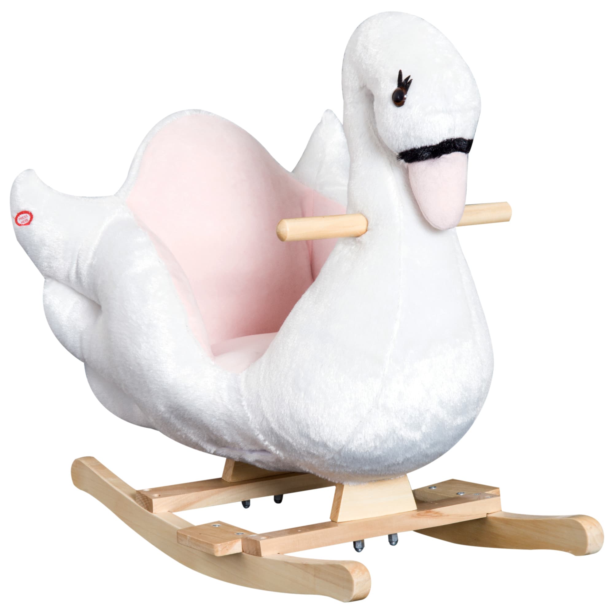 HOMCOM Jouet à bascule cygne à bascule pour enfant de 18 mois et plus fonction musique pieds en bois - blanc et rose