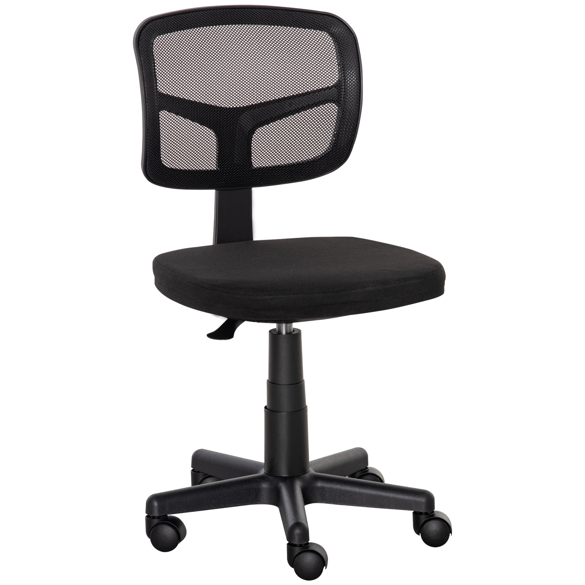 Vinsetto Chaise de bureau sans accoudoirs, fauteuil de bureau en maille, hauteur réglable, assise rembourré, pivotant 360°, noir