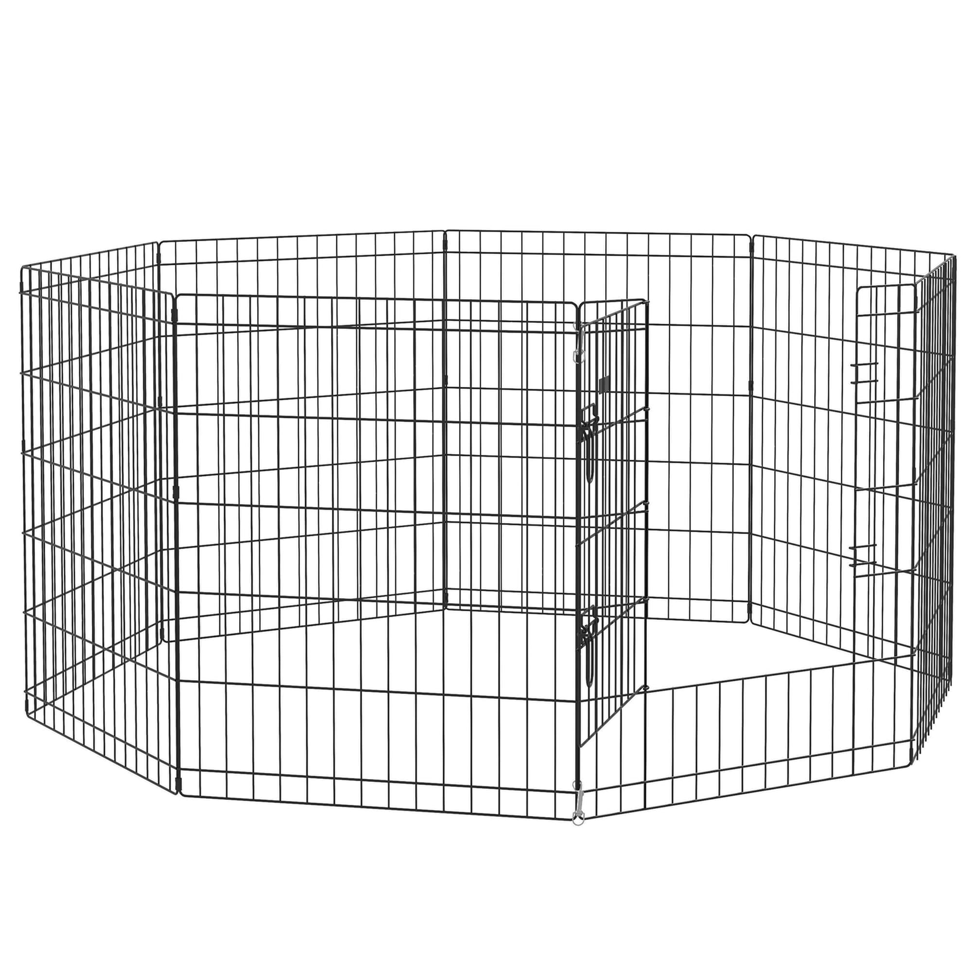 PawHut Parc enclos modulable pour chiens lapins rongeurs clôture pour petits animaux intérieur et extérieur 76 x 61 cm noir