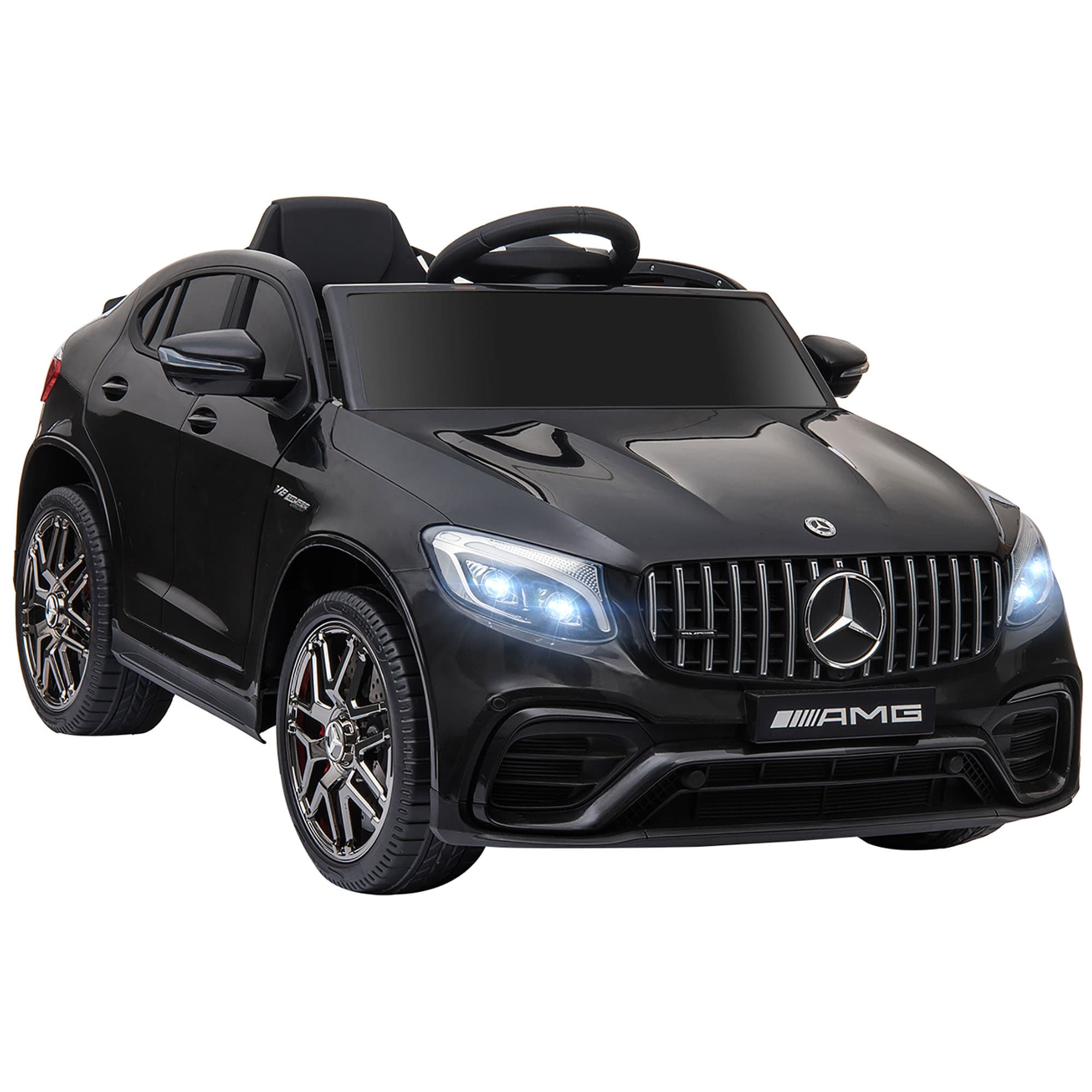 HOMCOM Voiture véhicule électrique Enfants 12 V 35 W V. 3-5 Km/h télécommande Effets sonores + Lumineux Noir Mercedes GLC AMG