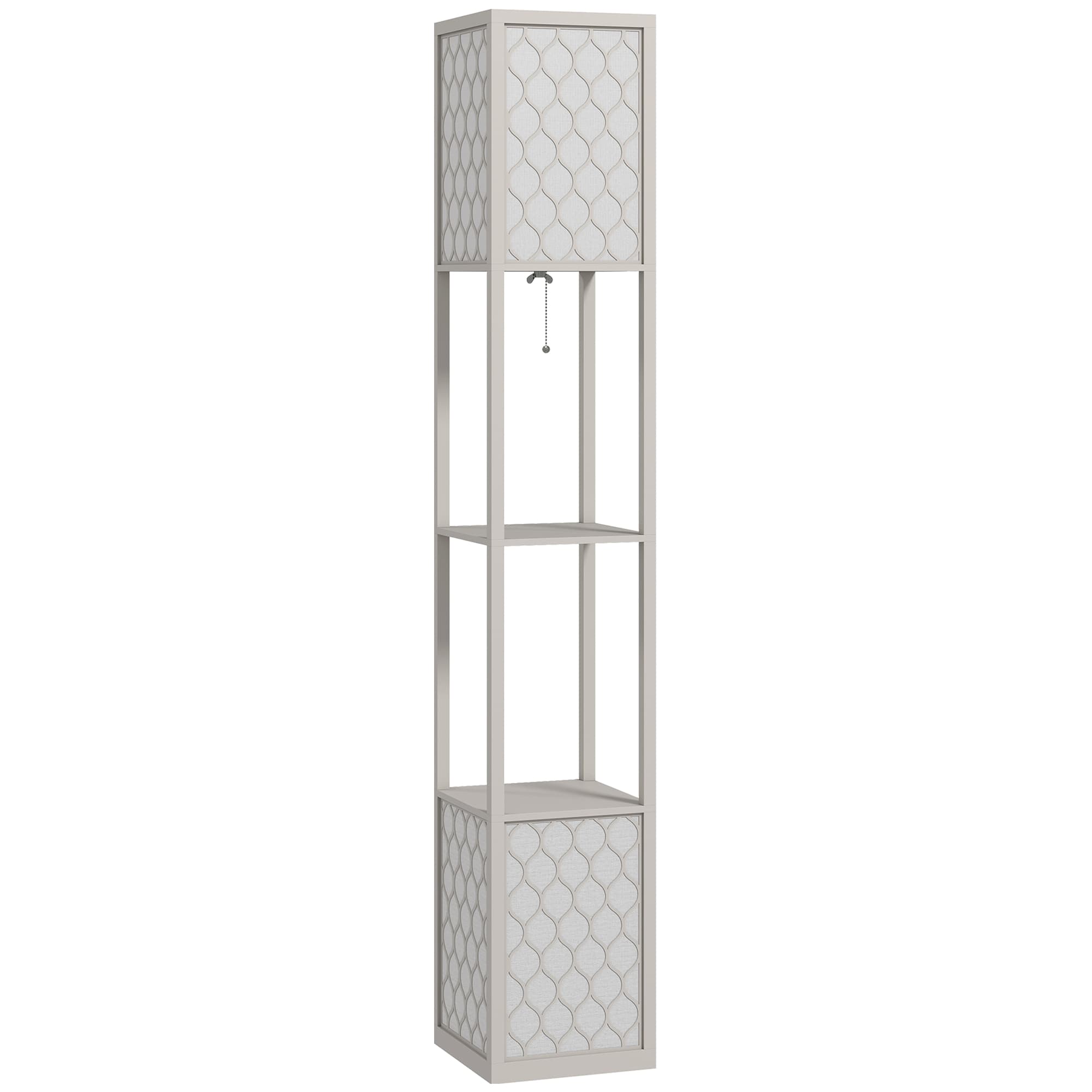 HOMCOM Lampadaire étagère 2 lampes 2 étagères 4 niveaux MDF gris motif nid d'abeille 26 x 26 x 156 cm gris