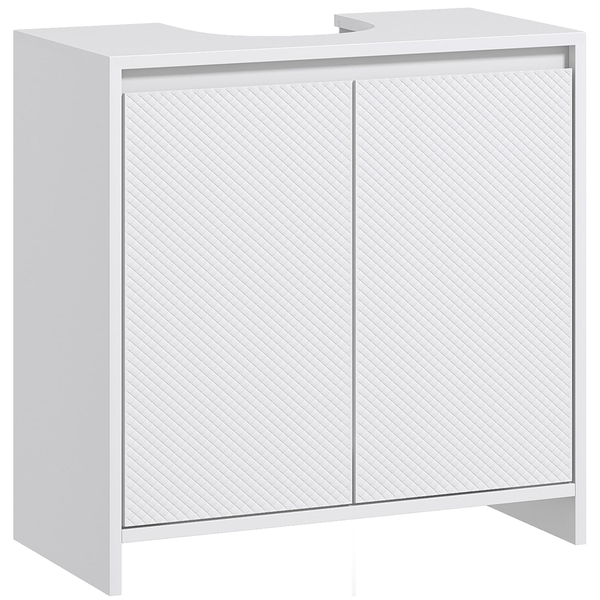 HOMCOM Meuble sous vasque 2 portes avec étagère réglable armoire de rangement pour lavabo 60l x 30P x 60H cm blanc