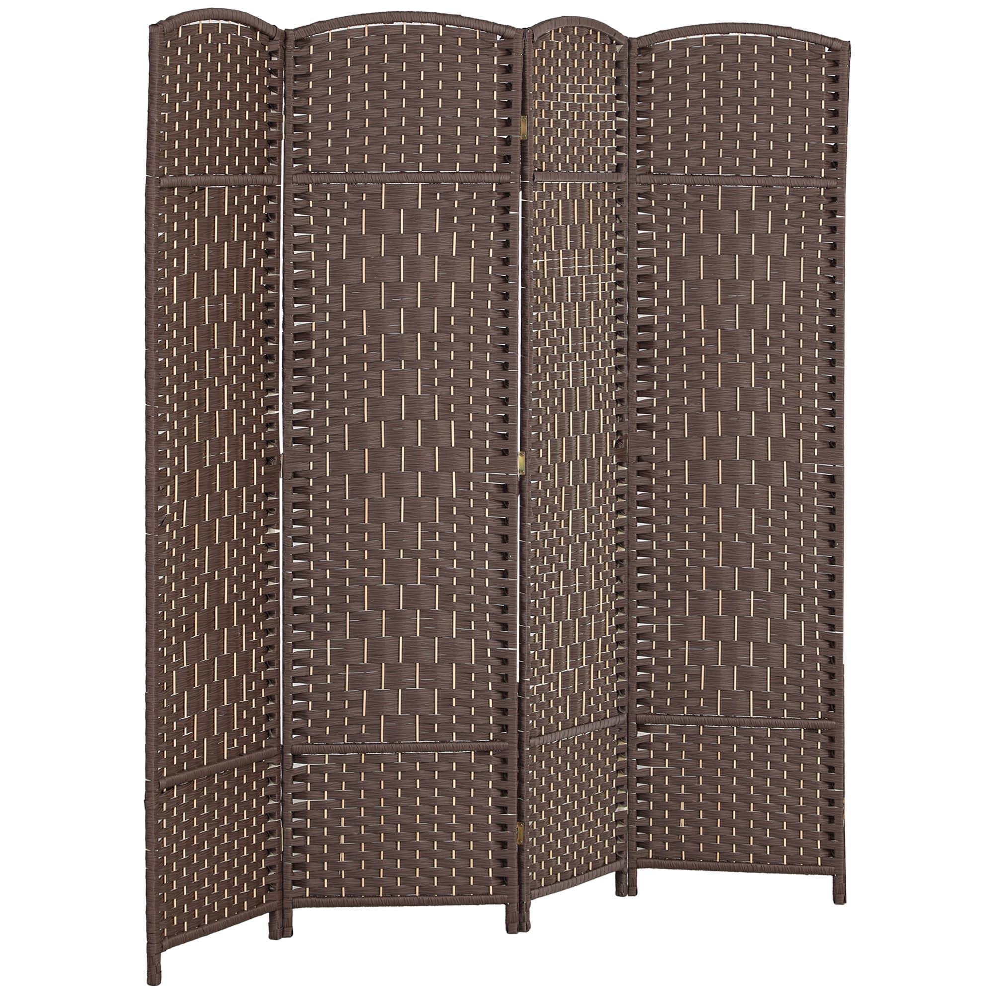 HOMCOM Paravent intérieur en bois 4 panneaux séparateur de pièce pliable pour salon chambre 180 x 180 cm marron