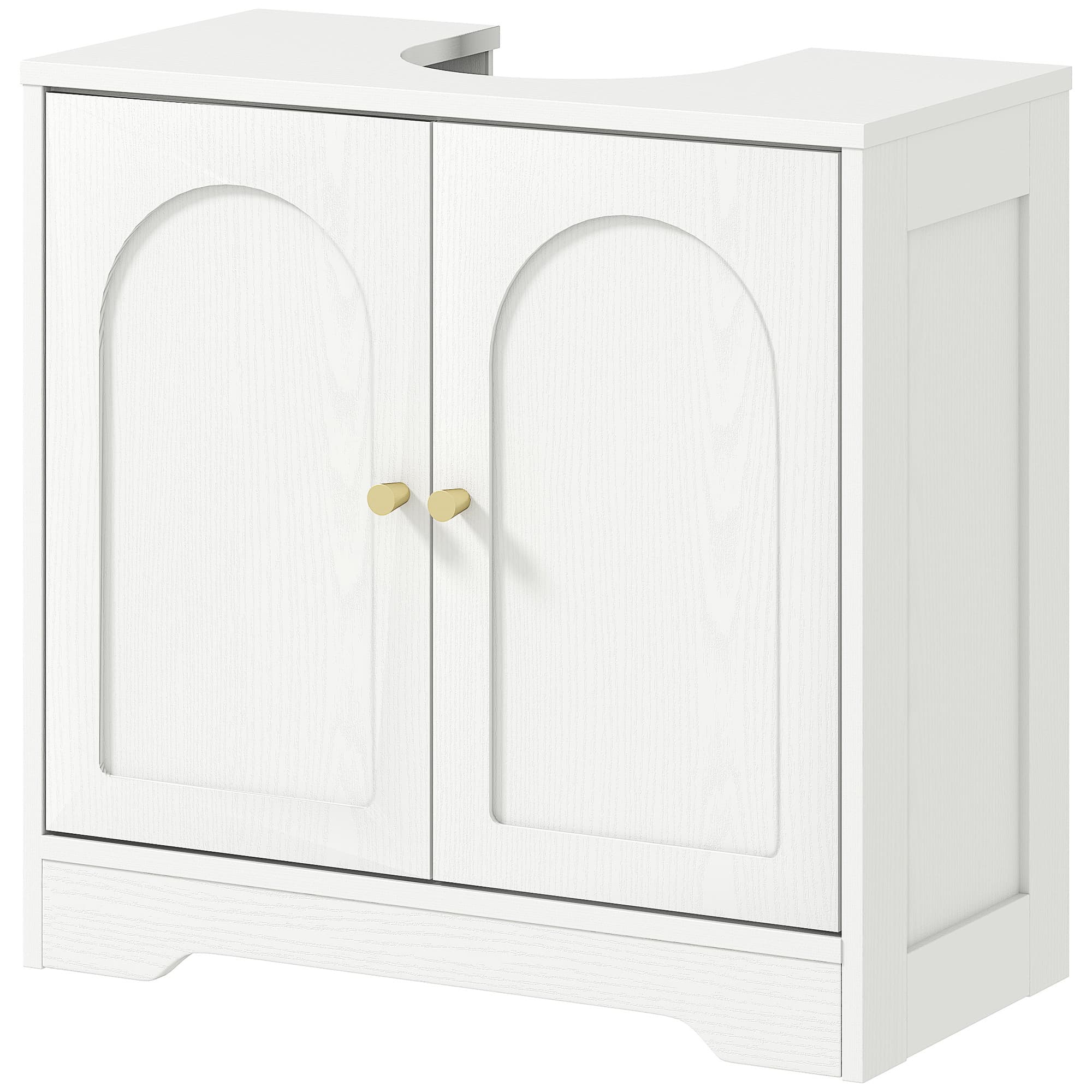 HOMCOM Meuble sous lavabo salle de bain avec placard à portes et étagère réglable, pour bassin avec ou sans pédestal, blanc