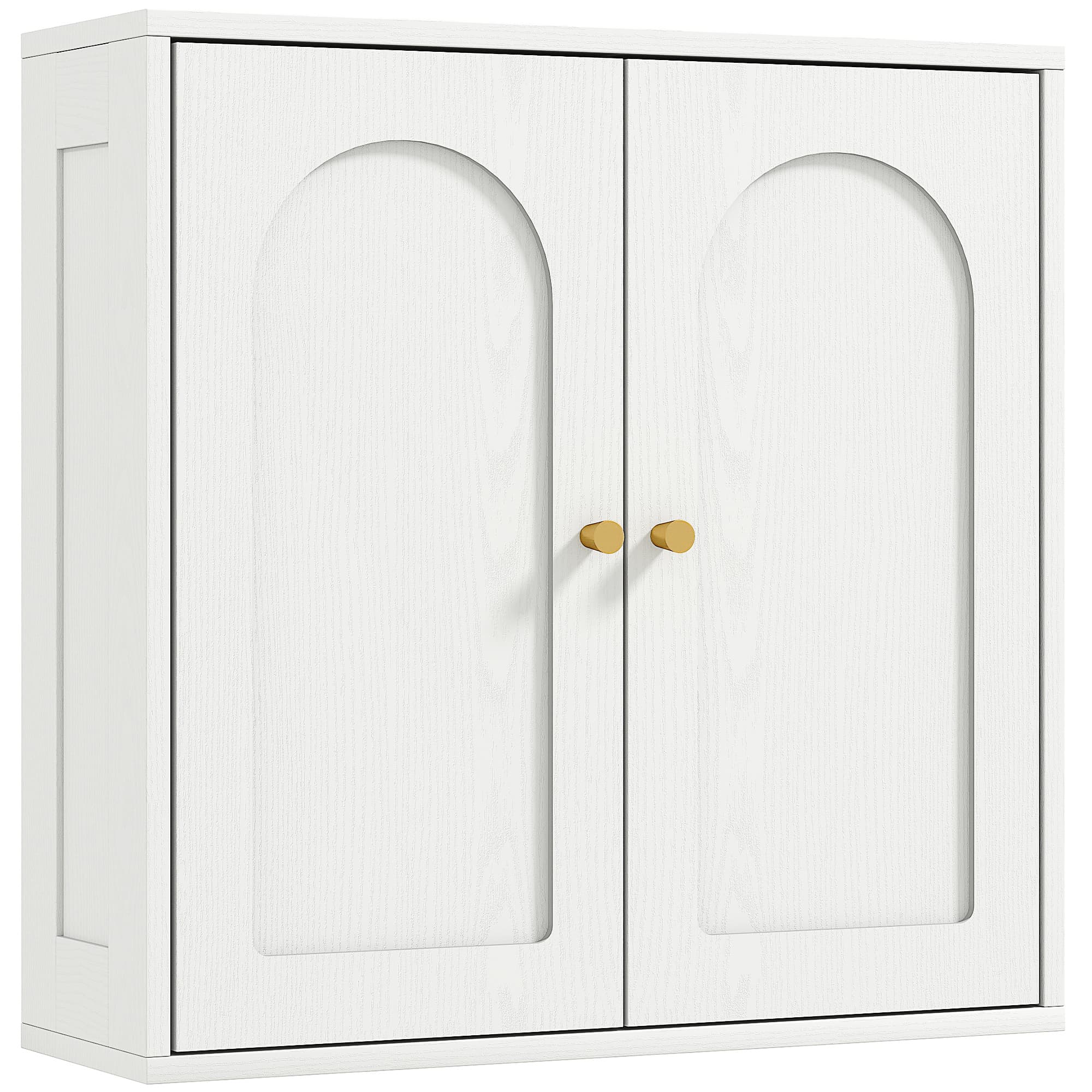HOMCOM Armoire murale, meuble haut salle de bain moderne avec placard à double porte et poignées dorées, 60x20x60cm, blanc