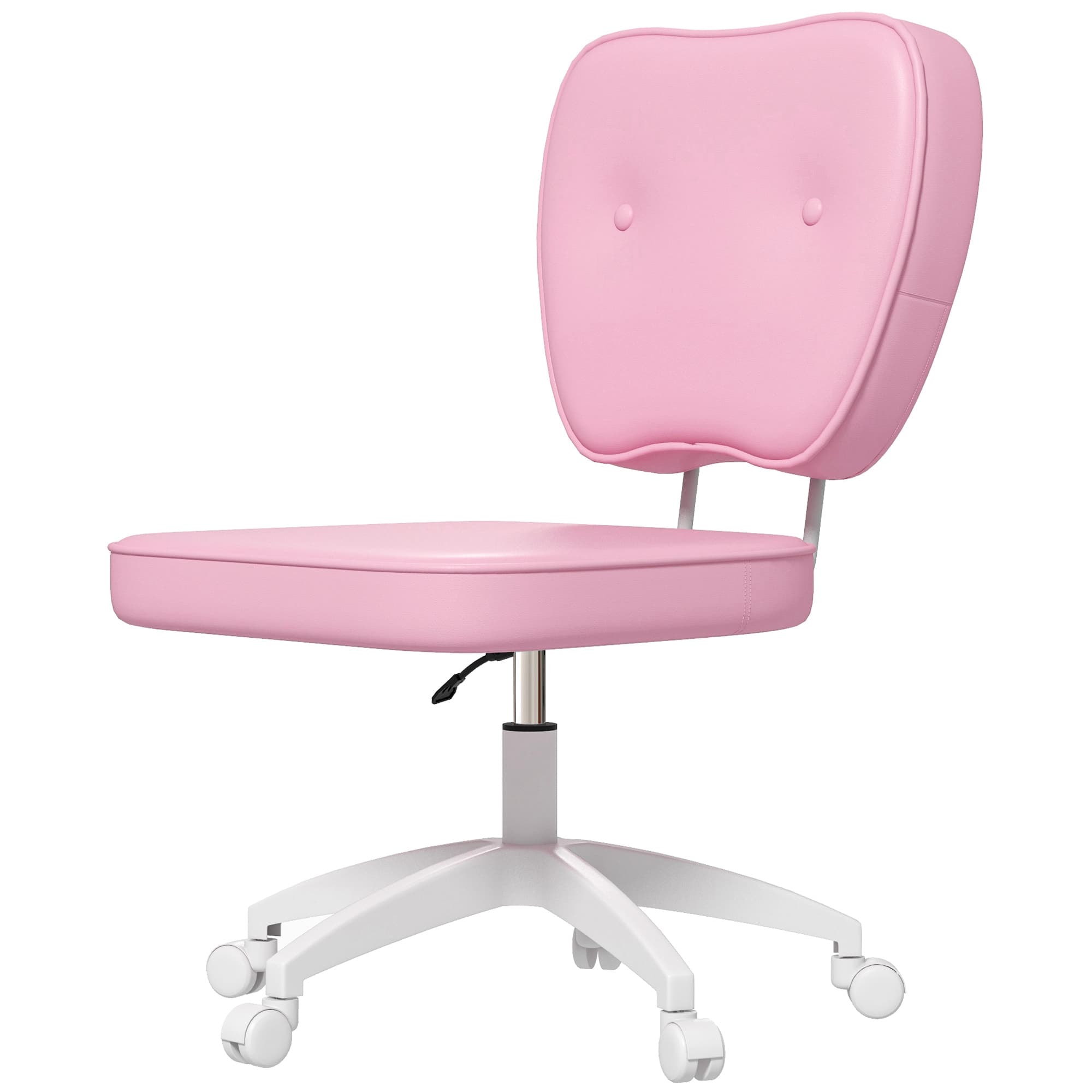 Vinsetto Chaise de bureau sans accoudoirs, fauteuil de bureau, hauteur réglable, pivotant 360°, 46 x 59 x 82-92 cm, rose