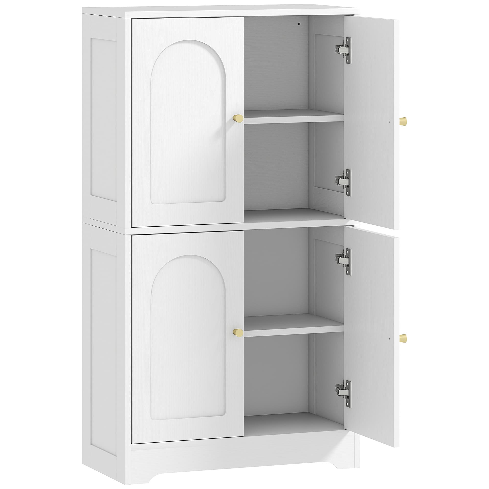 HOMCOM Buffet cuisine, meuble cuisine rangement avec 4 portes cintrées et 2 étagères réglables, 60 x 30 x 110 cm, blanc