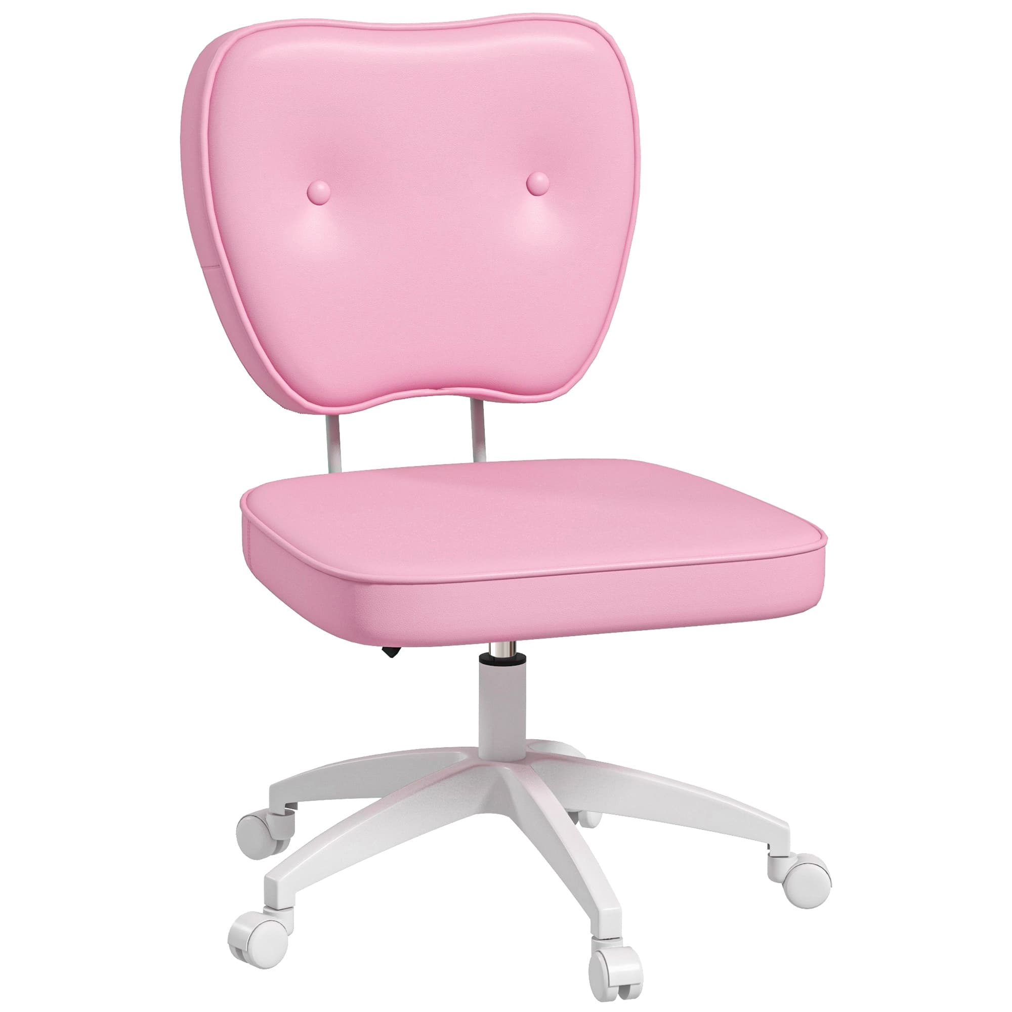 Vinsetto Chaise de bureau sans accoudoirs, fauteuil de bureau, hauteur réglable, pivotant 360°, 46 x 59 x 82-92 cm, rose