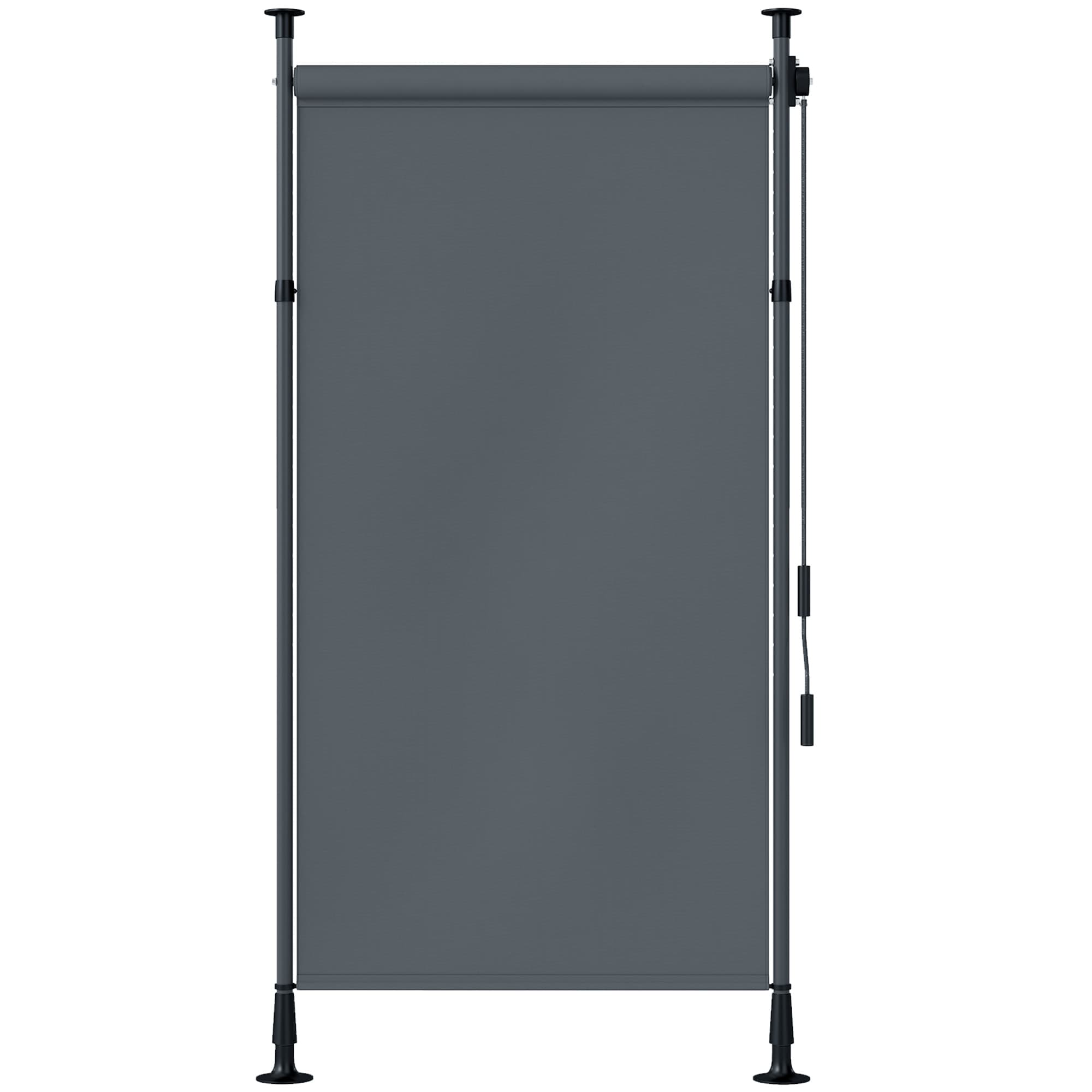 Outsunny Store manuel rétractable sur pied longueur réglable manivelle installation sans perçage métal alu. polyester gris foncé
