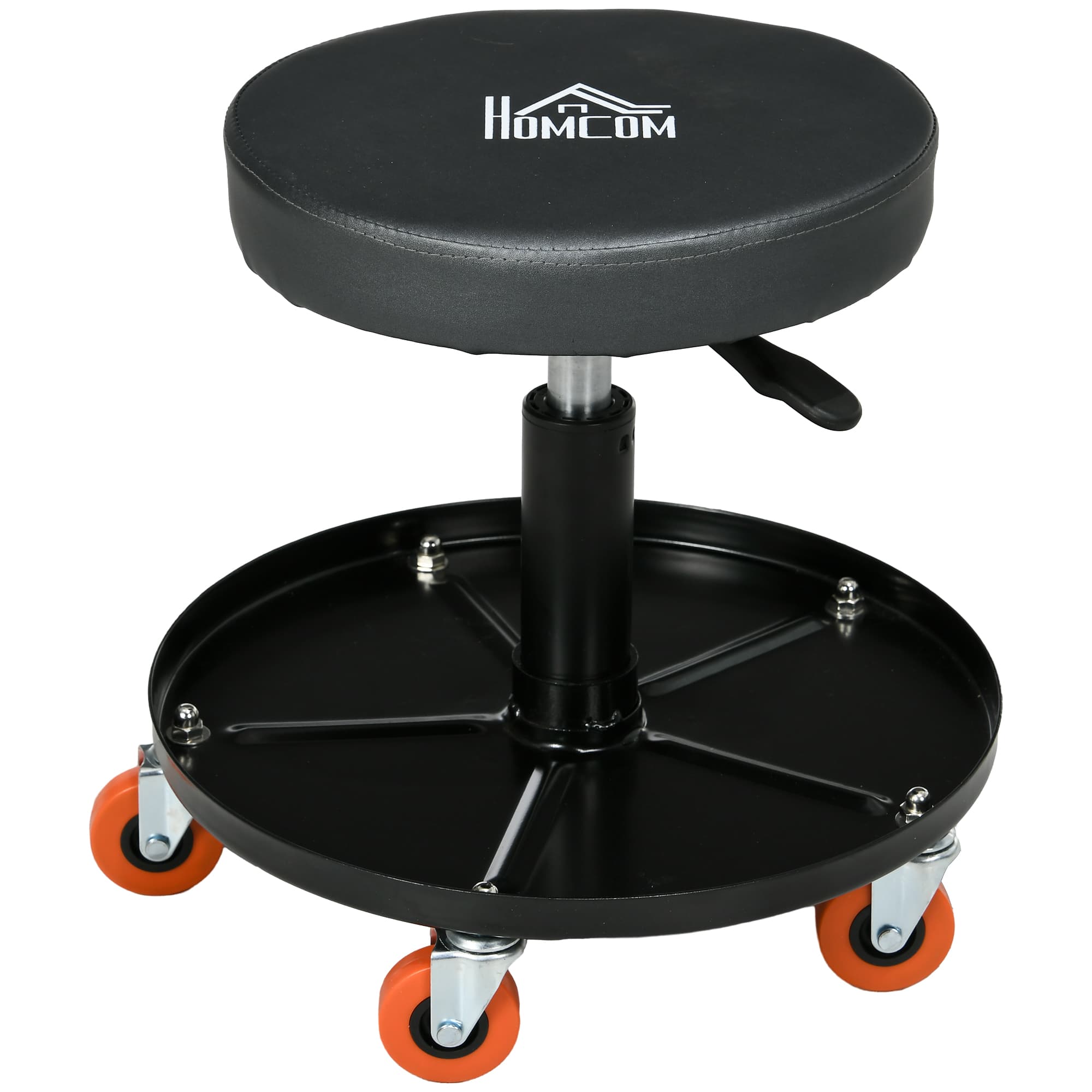 HOMCOM Tabouret de mécanicien siège pivotant hauteur réglable plateau de 100 kg pour le garage et la réparation automobile noir