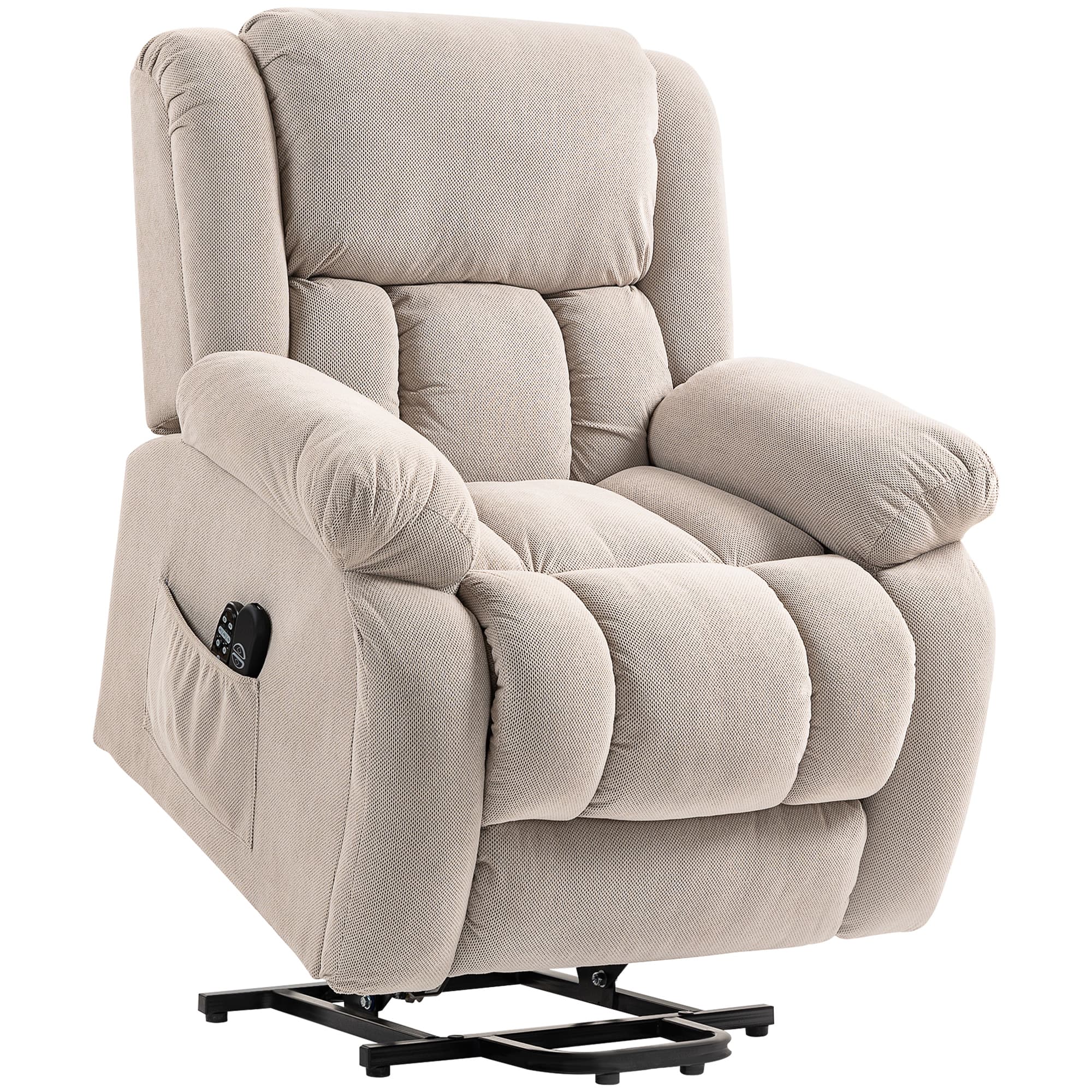 HOMCOM Fauteuil releveur électrique massage et chauffage avec repose-pied, dossier inclinable, télécommande et poche latérale