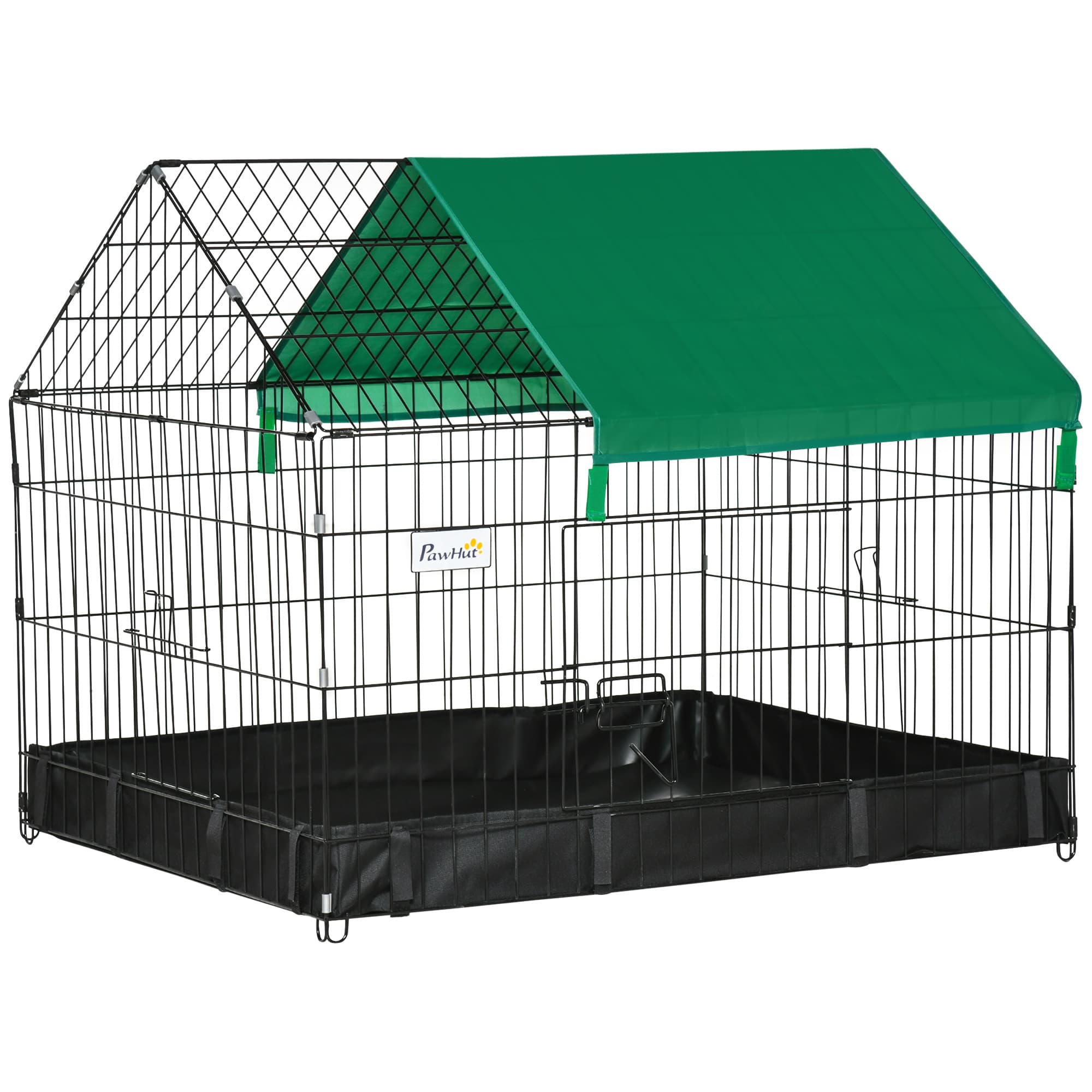PawHut Cage enclos lapins petits animaux rongeurs Intérieur ou Extérieurs avec bache Protection Inclus - 90 x 75 x 75 cm