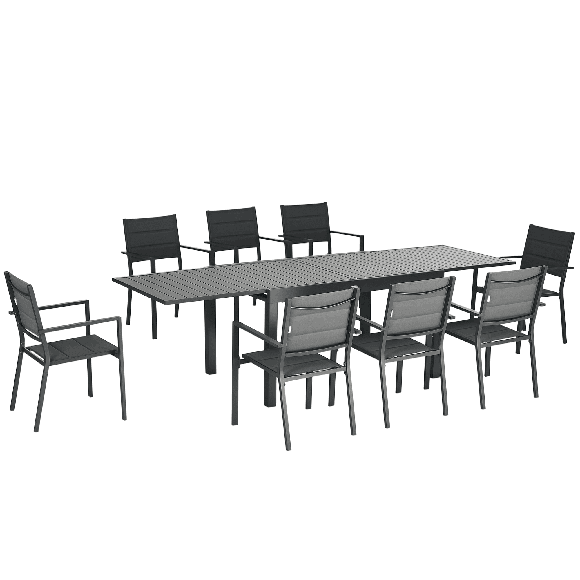 Outsunny Salon de jardin table extensible 135-270 cm en aluminium et textilène 6/10 personnes 8 chaises empilables gris Aosom France