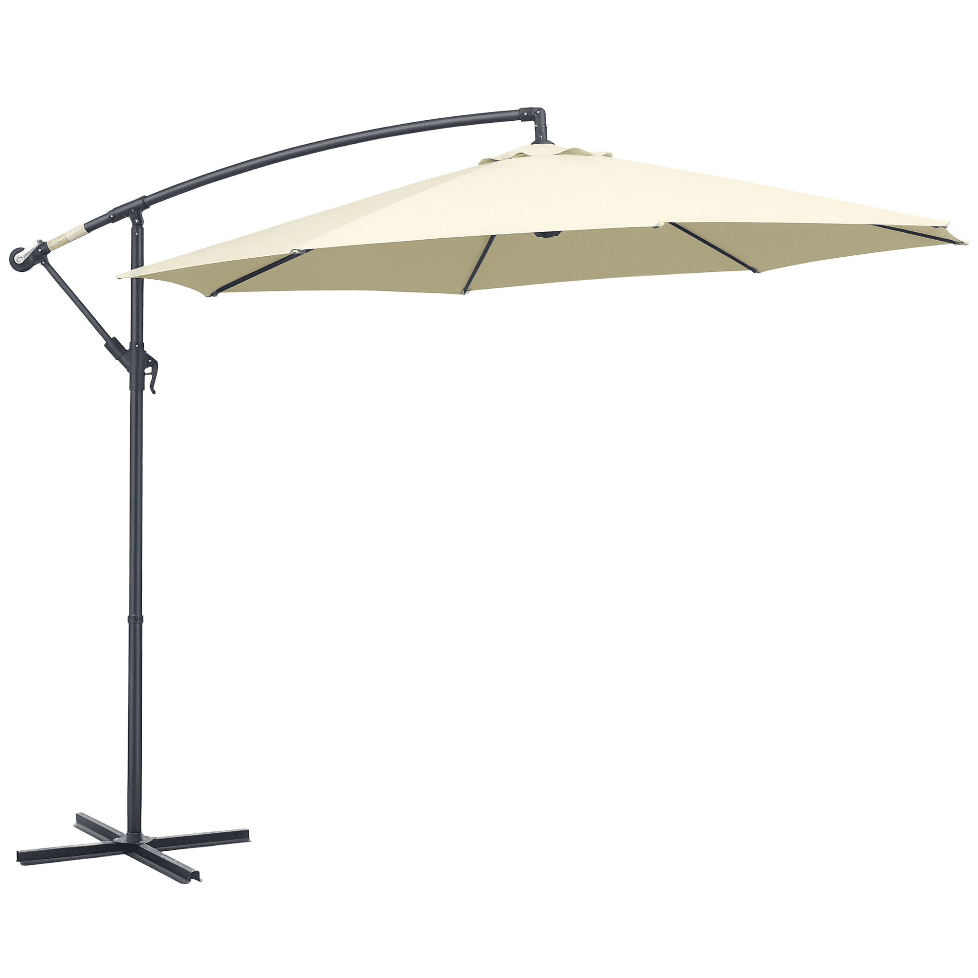 Outsunny Parasol Déporté Octogonal 3m Inclinable avec Pied Croix Protection UV Crème Aosom France