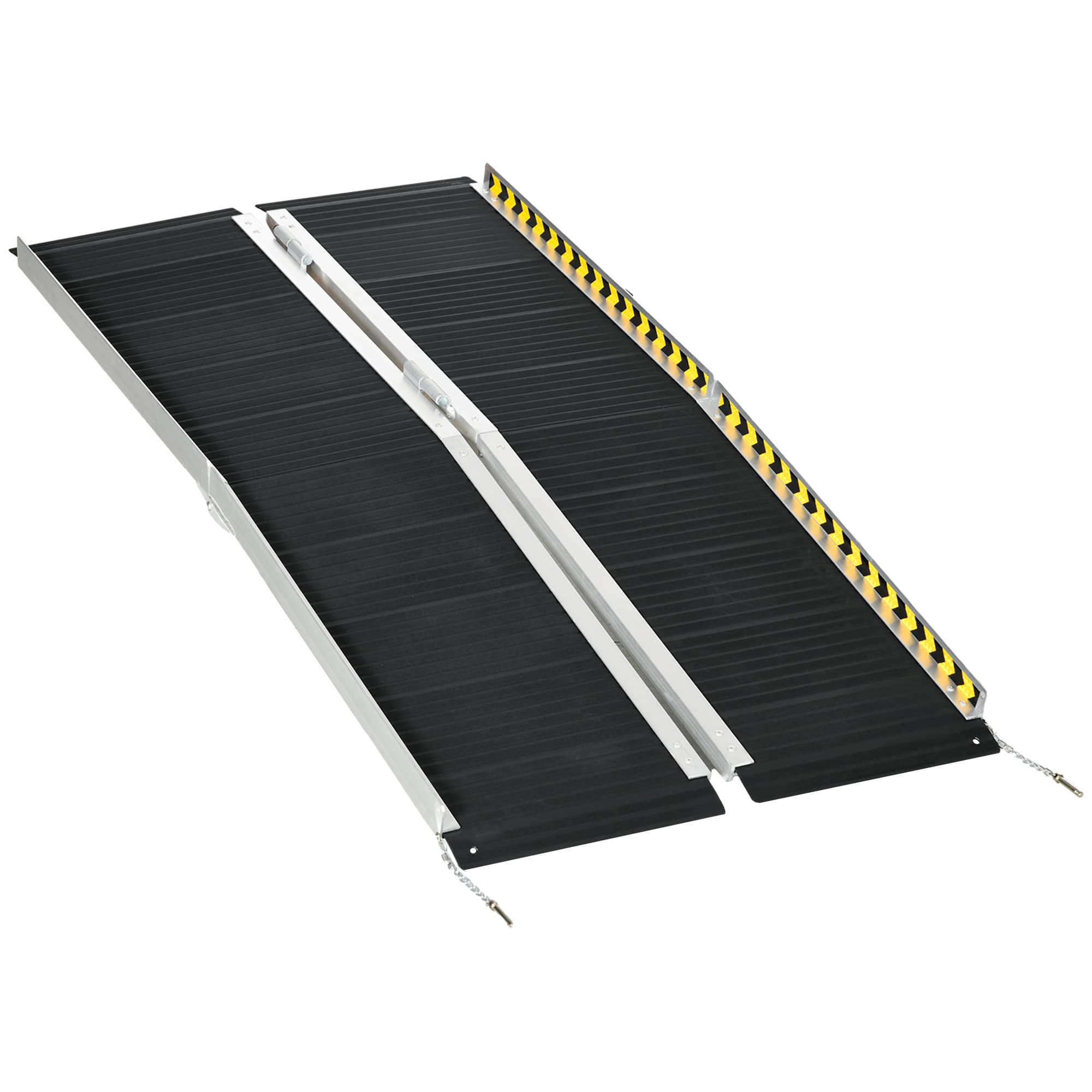 HOMCOM Rampe de chargement rampe d'accès pour fauteuil roulant scooter pliable antidérapante avec bordures de sécurité noir