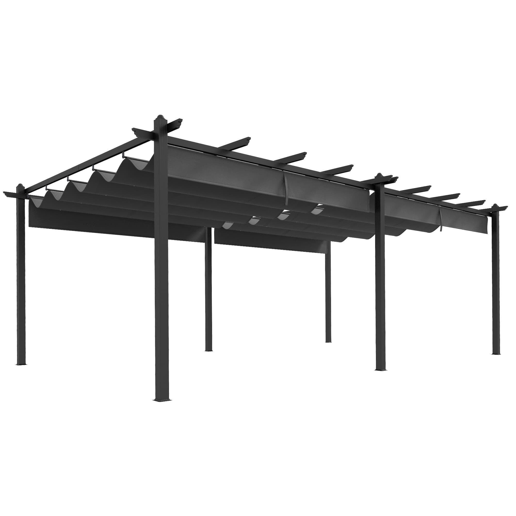 Outsunny Pergola rétractable 3,5 x 6 m pergola pour terrasse structure en aluminium + toile polyester - gris foncé