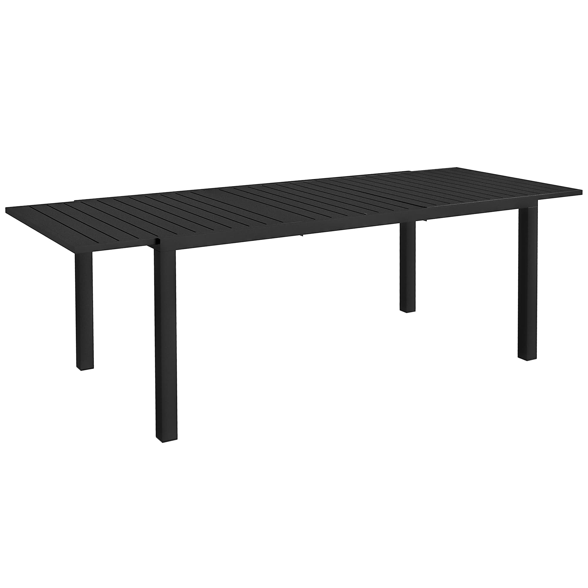 Outsunny Table de jardin extensible en aluminium rectangulaire 6 - 8 personnes, dim. 180/240L x 94l x 73H cm, noir
