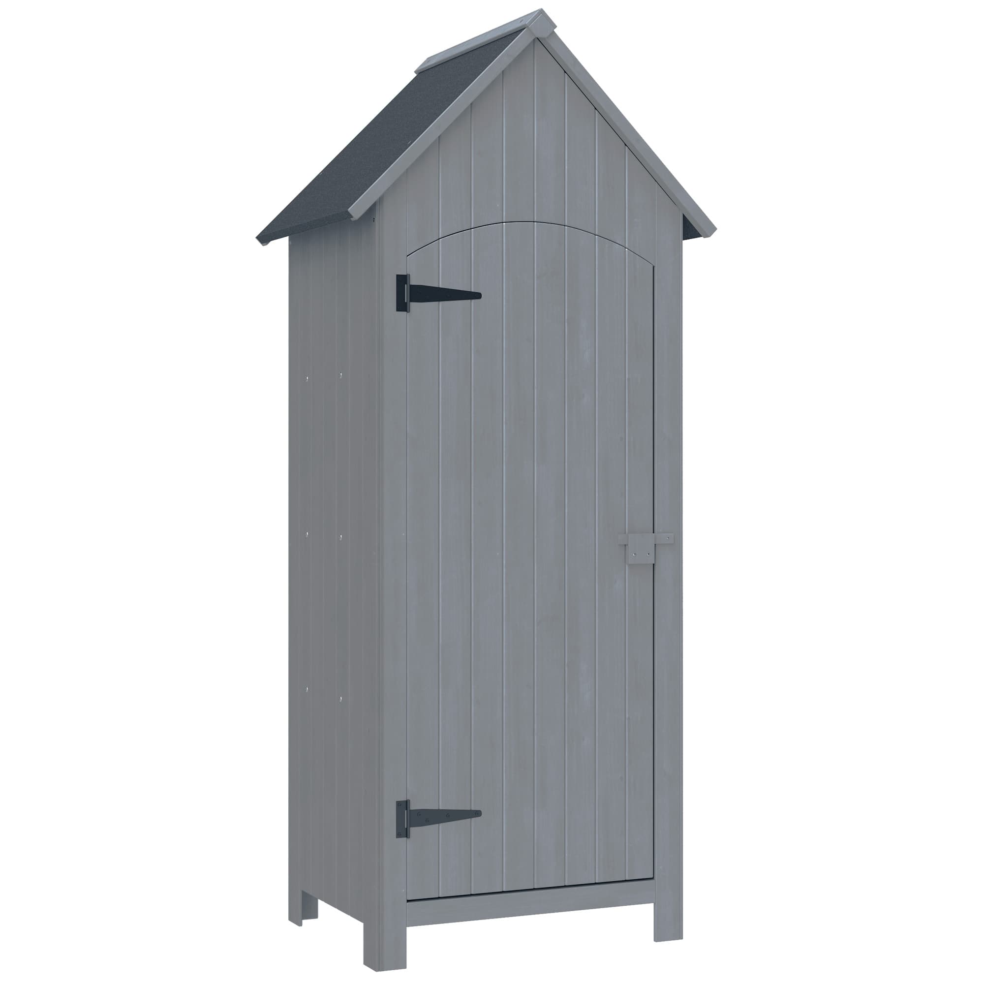 Outsunny Cabane de jardin Abri de jardin en bois Armoire à outils Cabane en bois Toit bitumé Gris 77,5 x 54,2 x 179,5 cm Aosom France