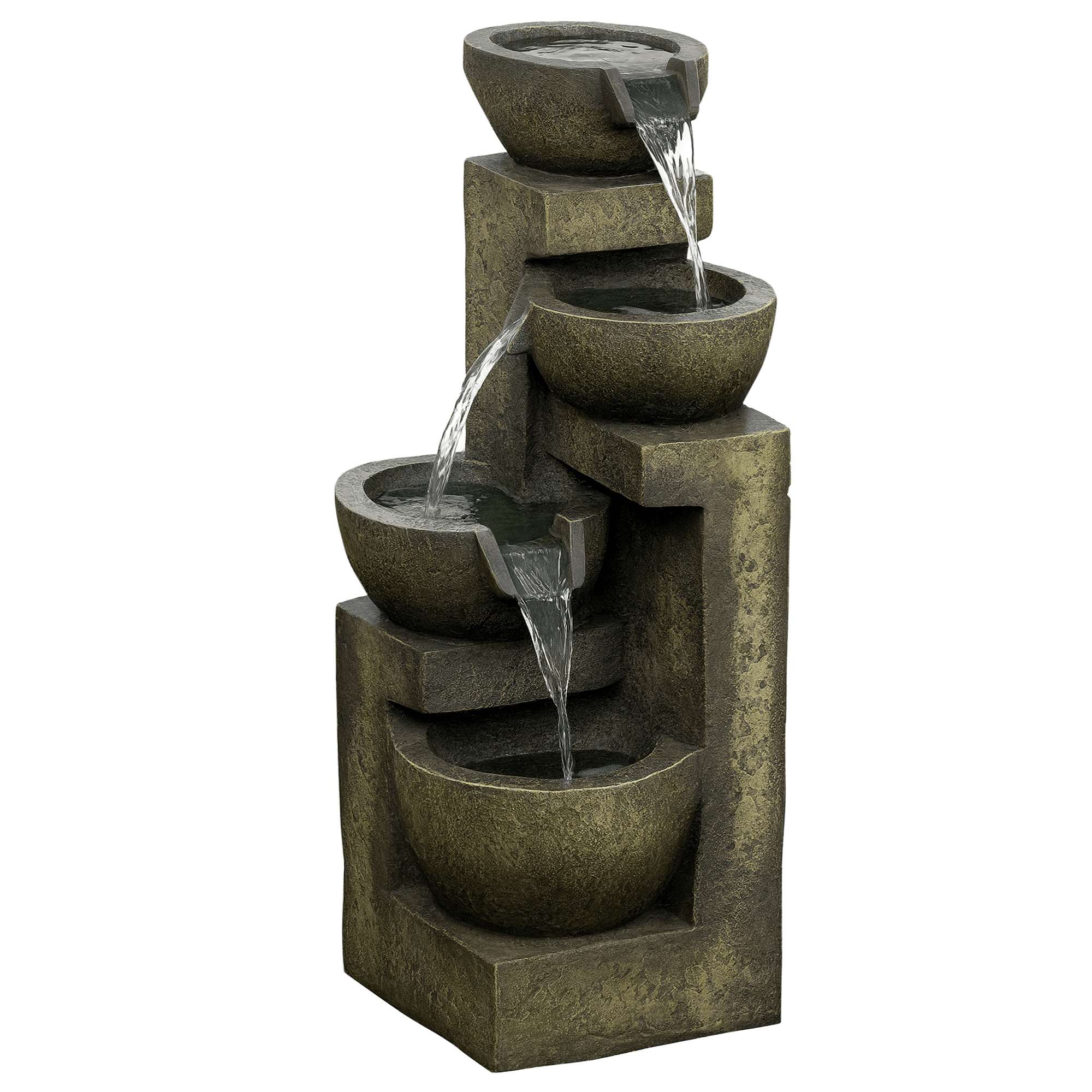 Outsunny Fontaine de jardin d'ornement zen débit réglable pompe à eau submersible incluse dim. 25L x 24l x 60H cm résine noir Aosom France