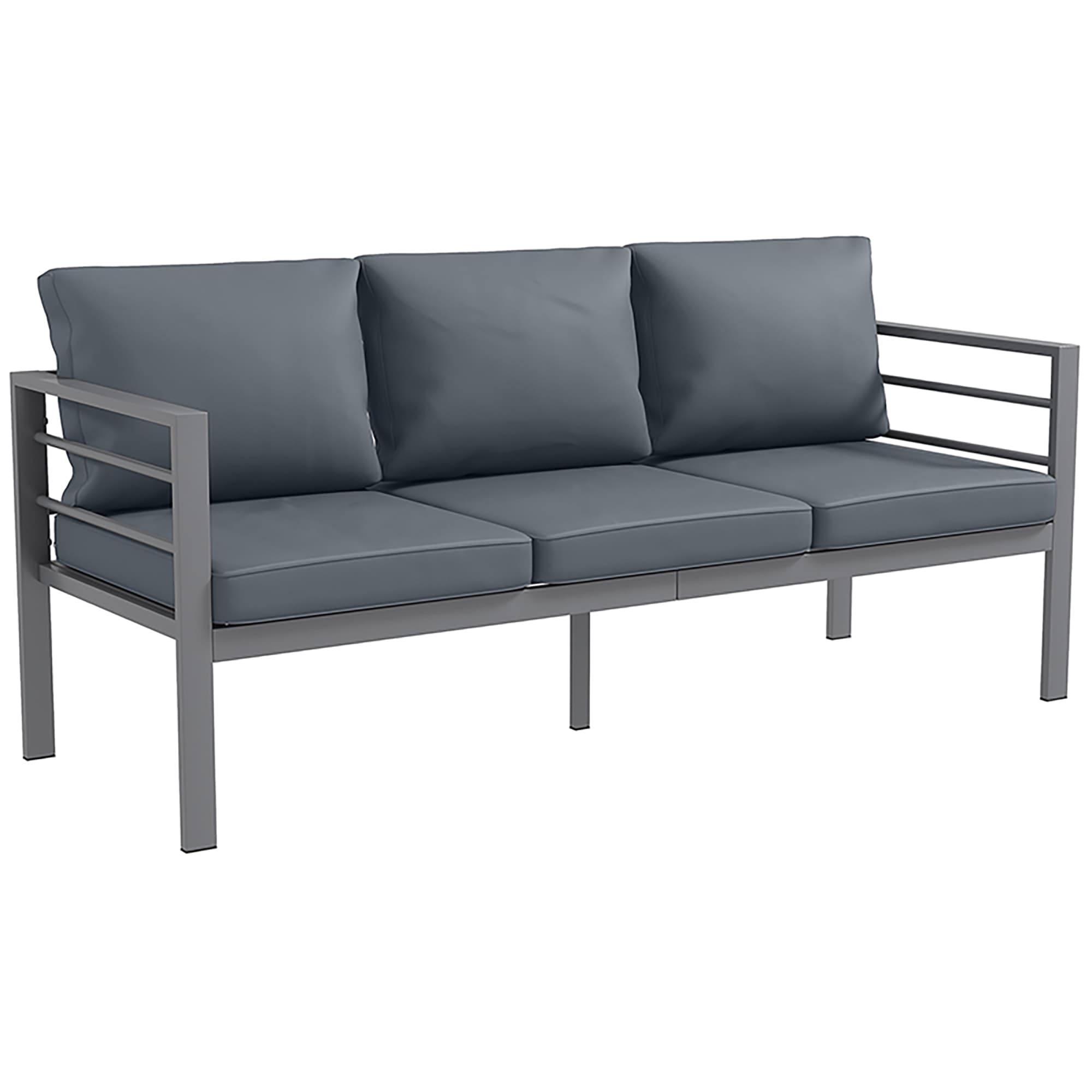 Outsunny Canapé de jardin 3 places avec coussins d'assise et dossier - canapé extérieur en aluminium 185L x 66l x 64H cm