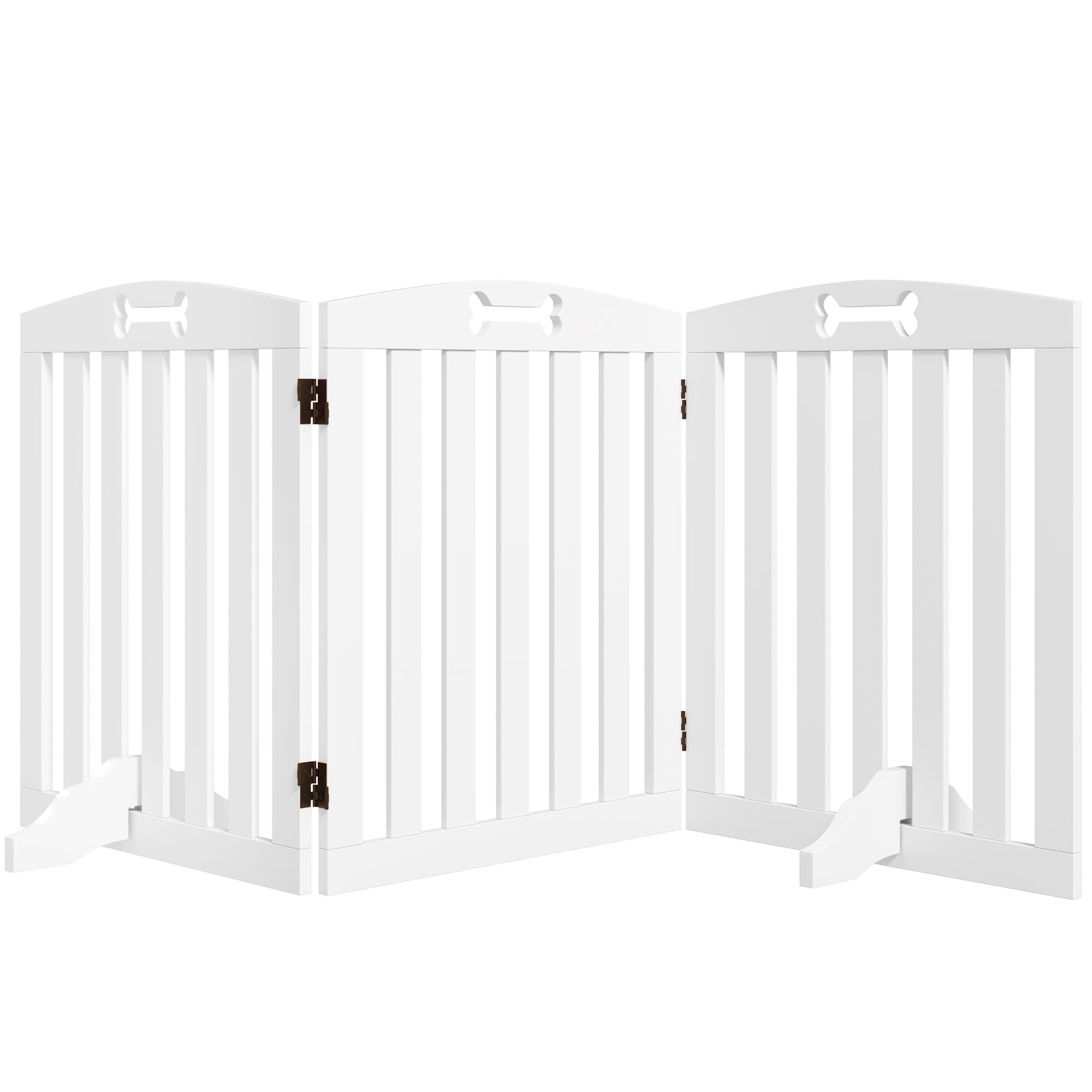 PawHut Barrière de sécurité chien barrière pliable pour chien pieds de support pointes antidérapantes 155 x 30 x 61 cm blanc