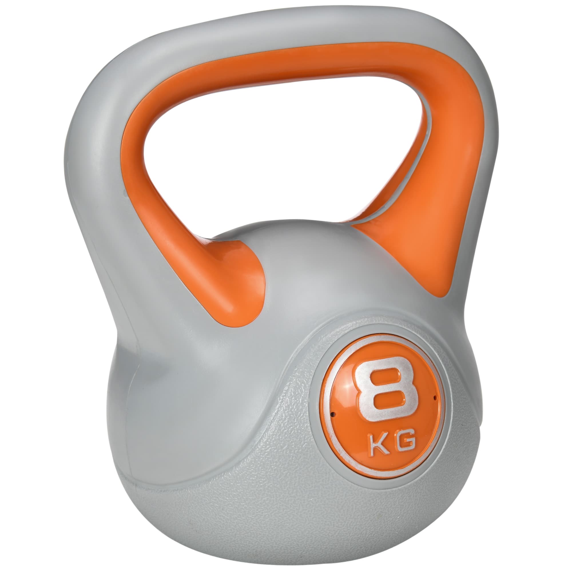 SPORTNOW Kettlebell 8 kg, haltère avec poignée ergonomique, haltère à boule, musculation, entraînement, 20 x 14 x 24 cm, orange