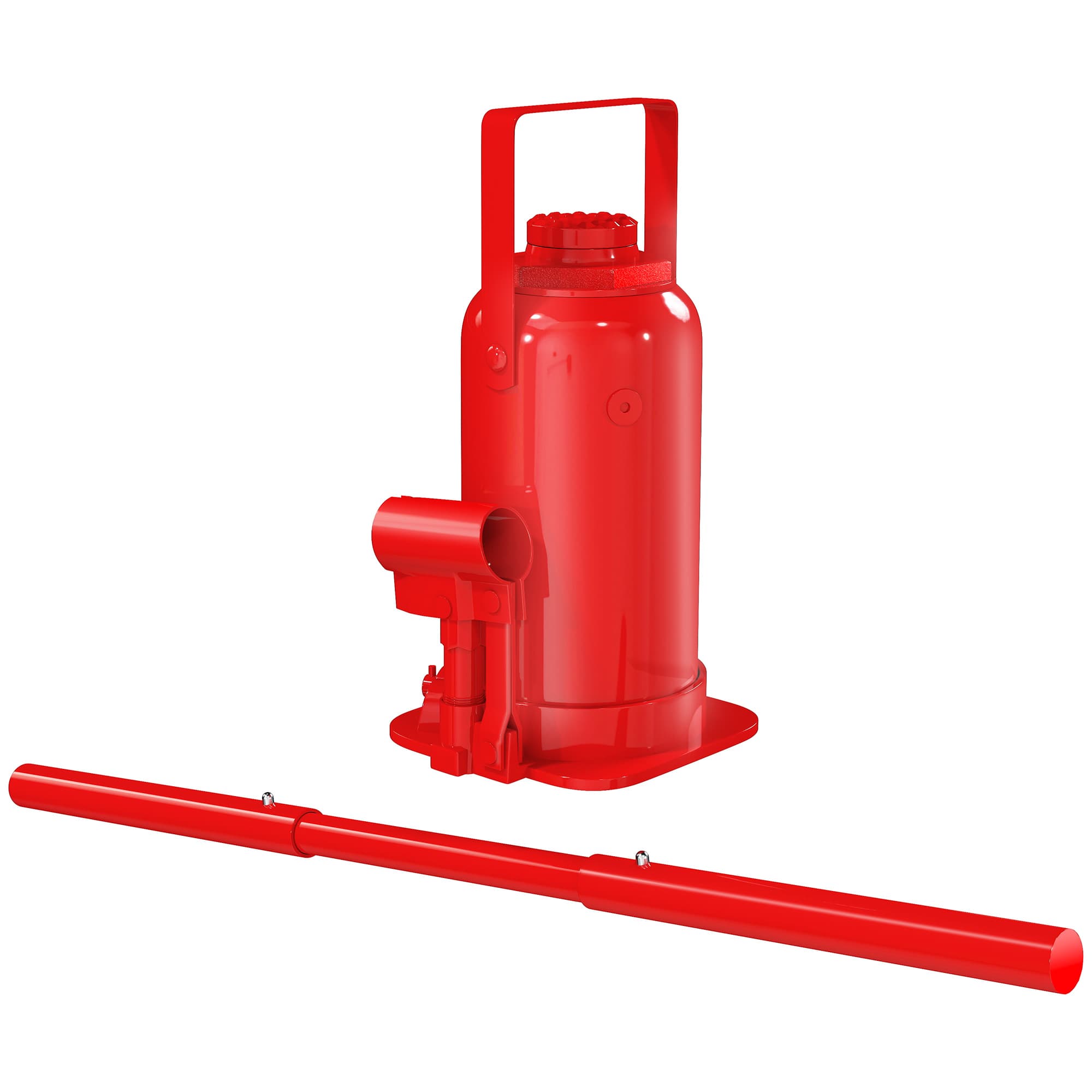HOMCOM Cric bouteille hydraulique 12 T, cric hydraulique à bouteille gamme de levage 19-37 cm longue poignée et selle, rouge