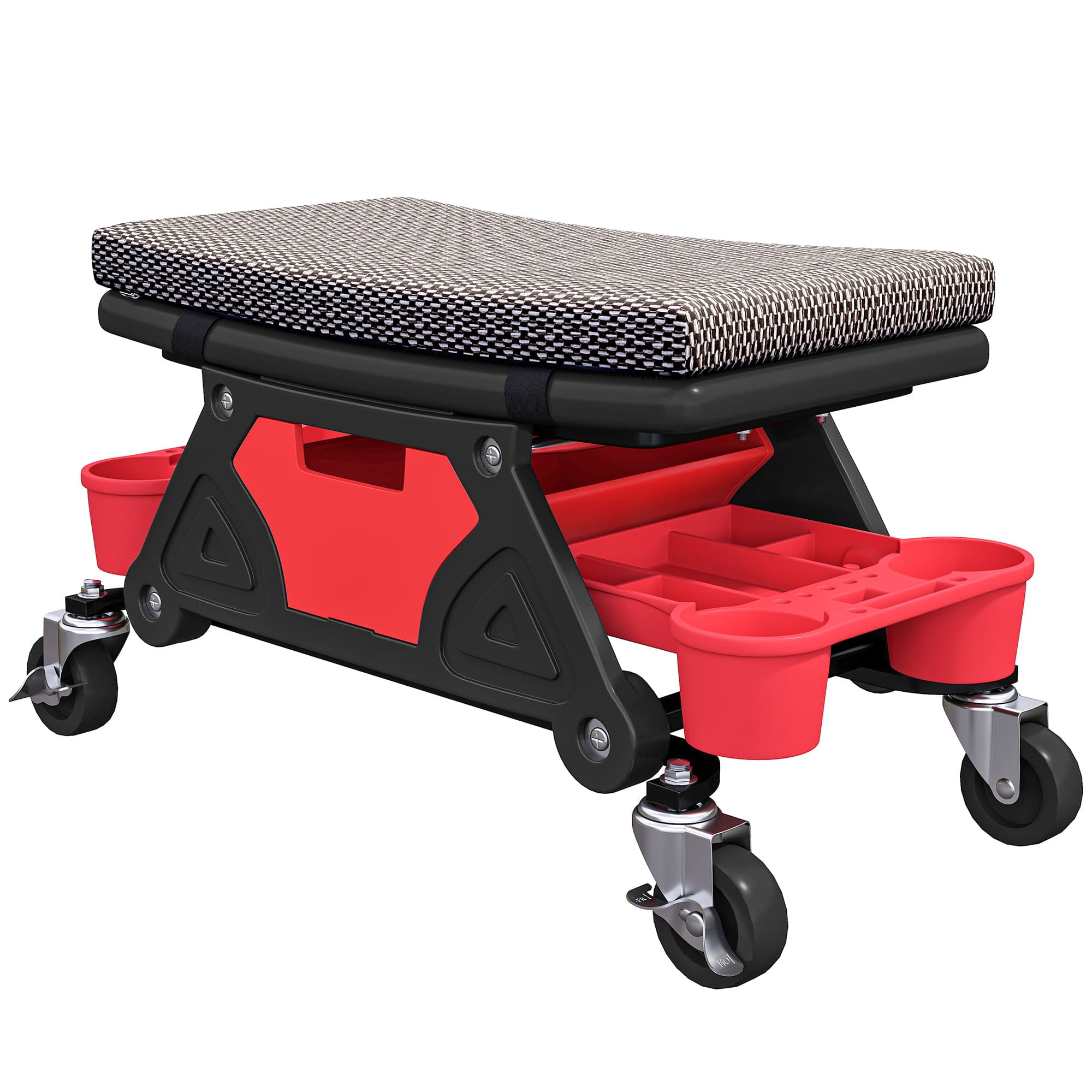HOMCOM Tabouret d'atelier mobile 135 kg, tabouret de mécanicien avec roulettes rotatif à 360°, 64,5 x 33 x 35 cm, noir