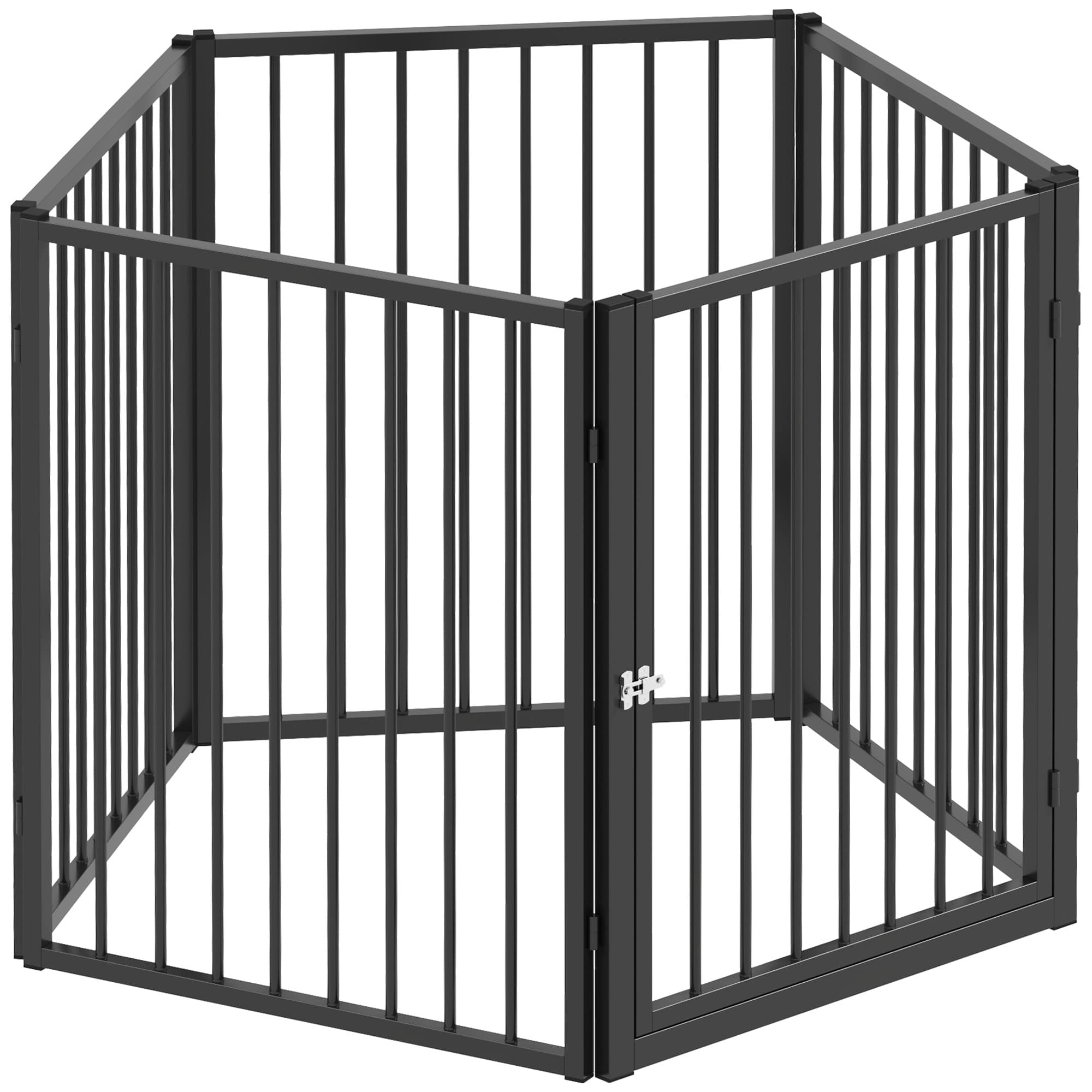 PawHut Parc pour chien, parc pour animaux, 5 panneaux, clôture portable pliable, sécurisé, noir